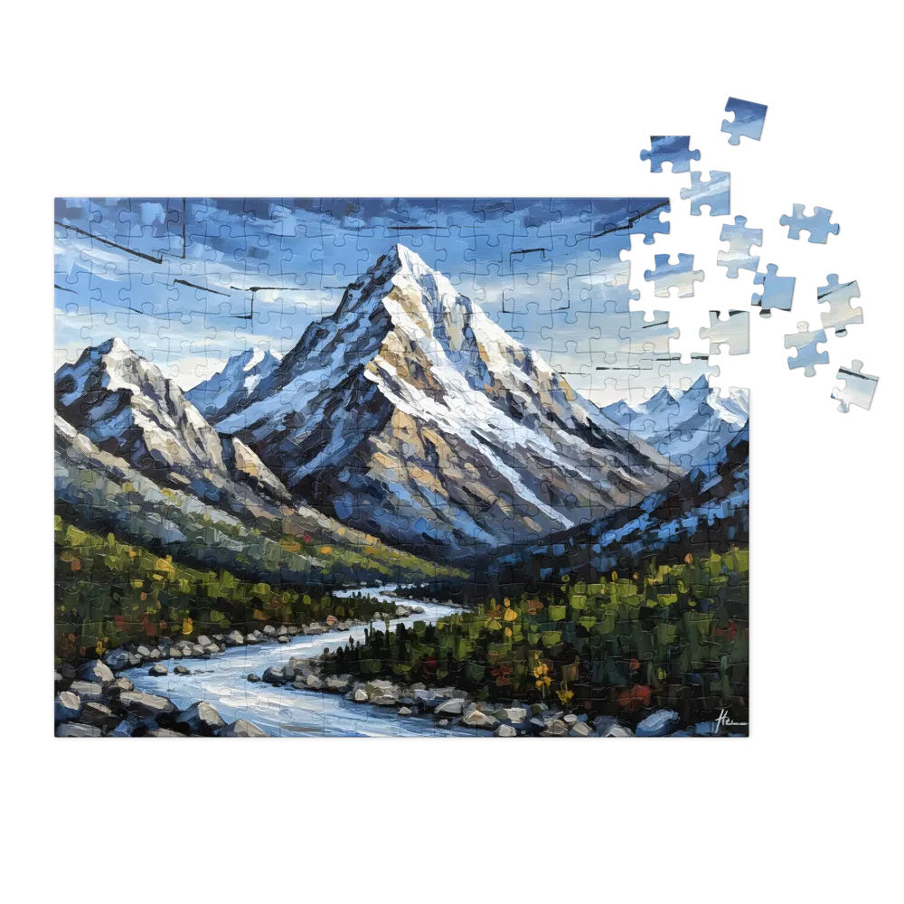 Impasto Mountain River Valley