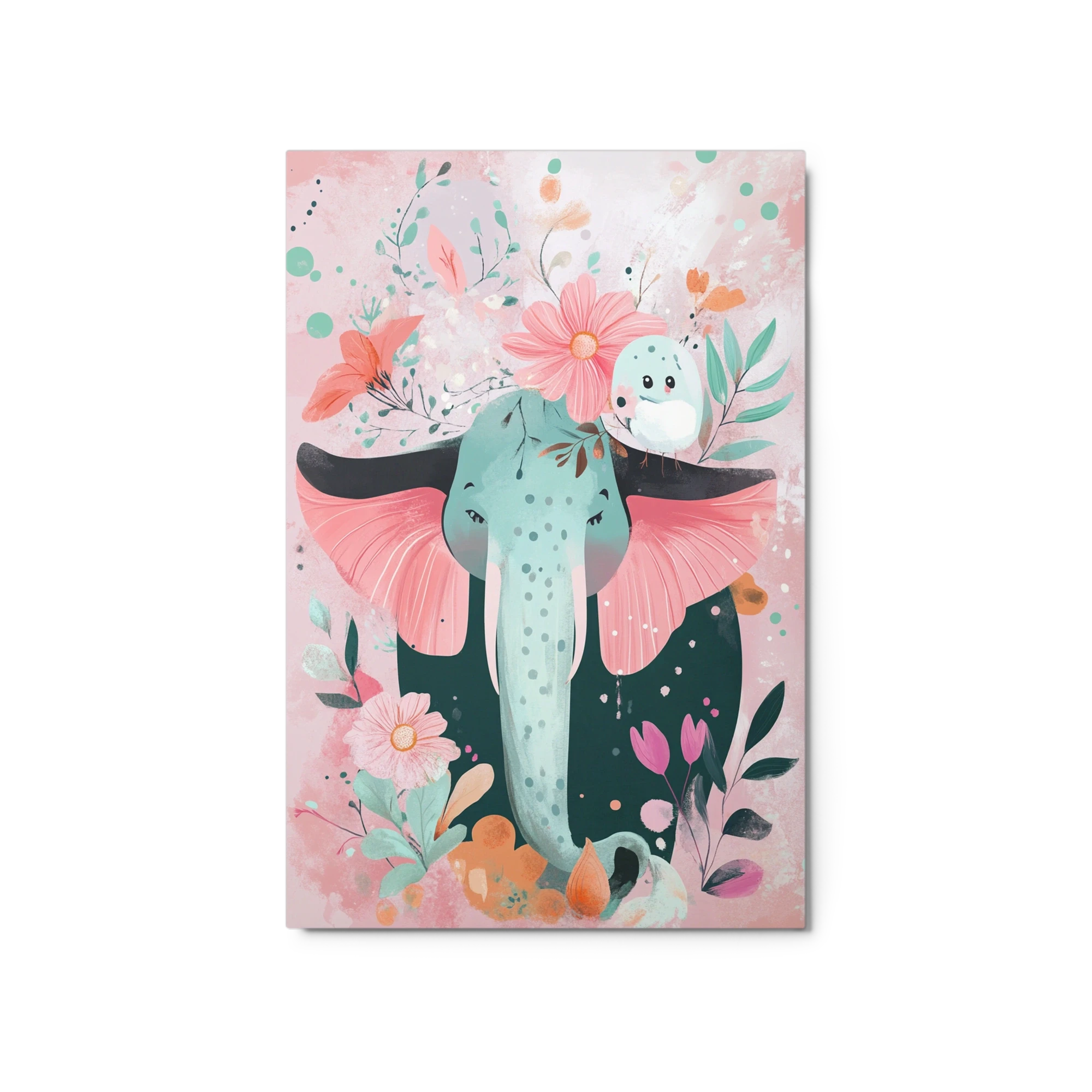 Cheerful Elephant with Flowers