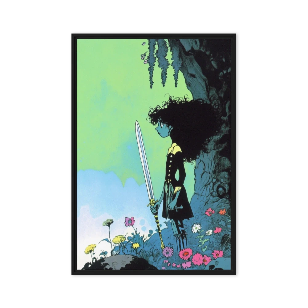Girl with Sword in a Flowered Landscape