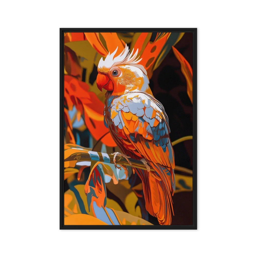 Digital Parrot with Abstract Foliage