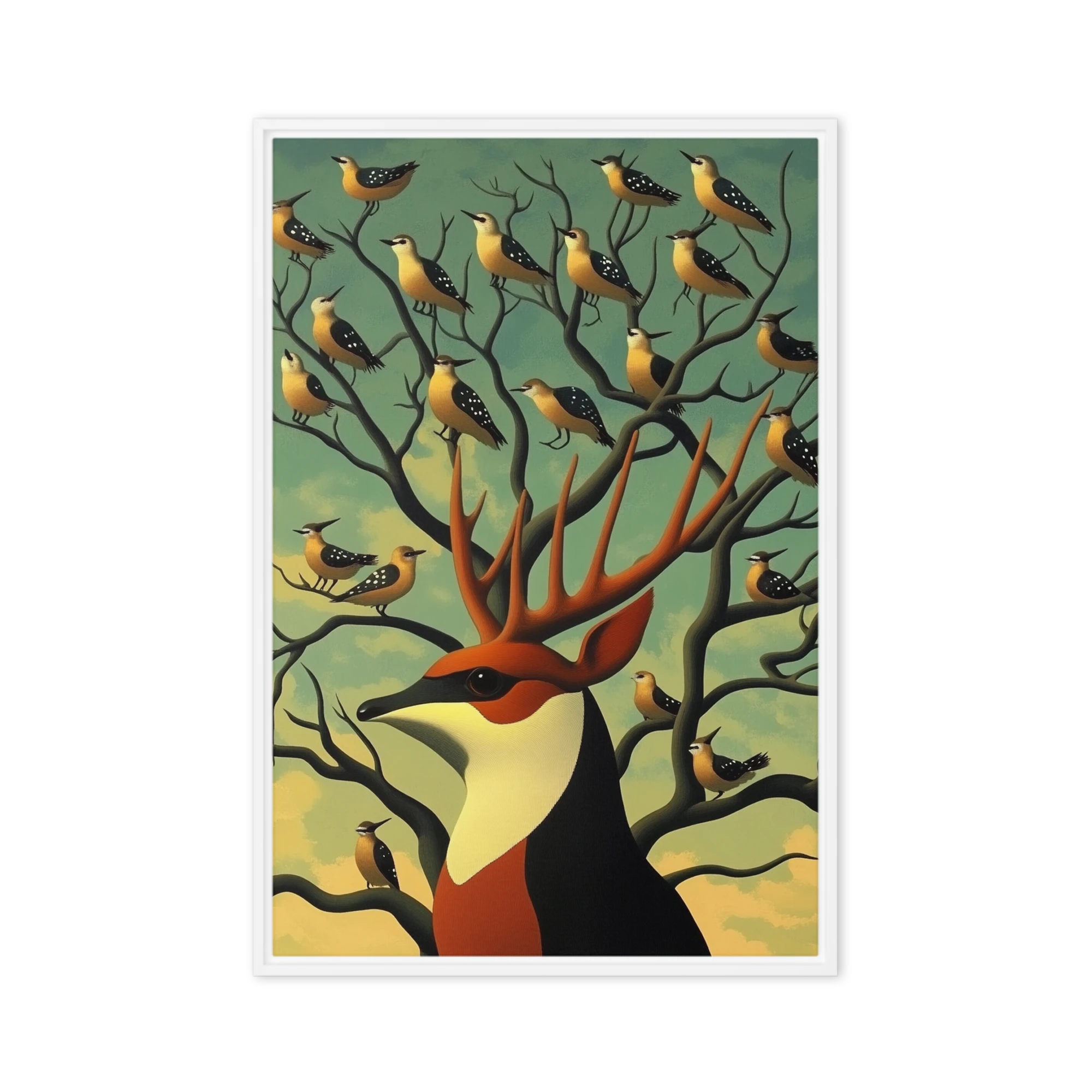 Surreal Bird with Antlers Design