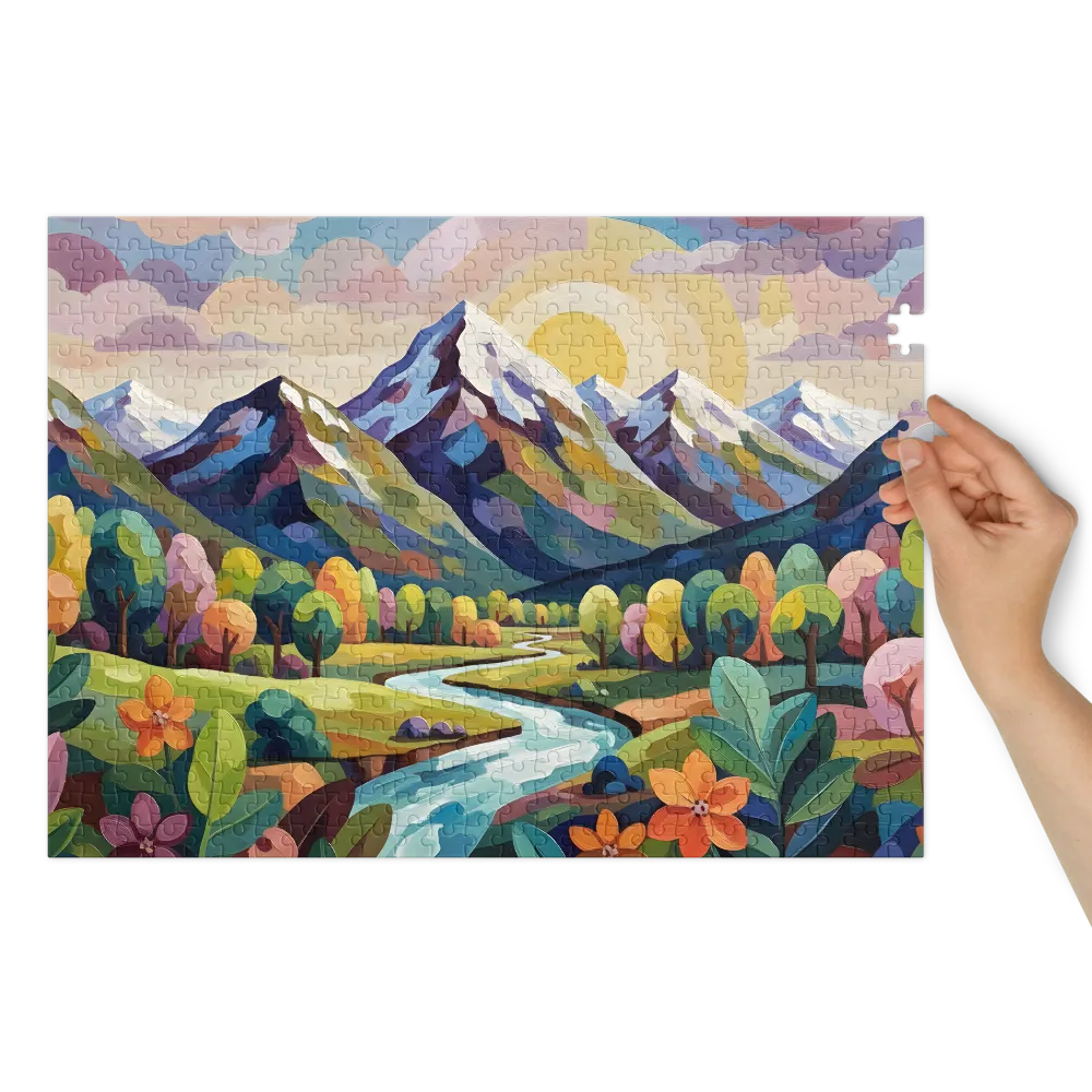 Vivid Mountain Dreamscape 
 Jigsaw Puzzle in Tin Box