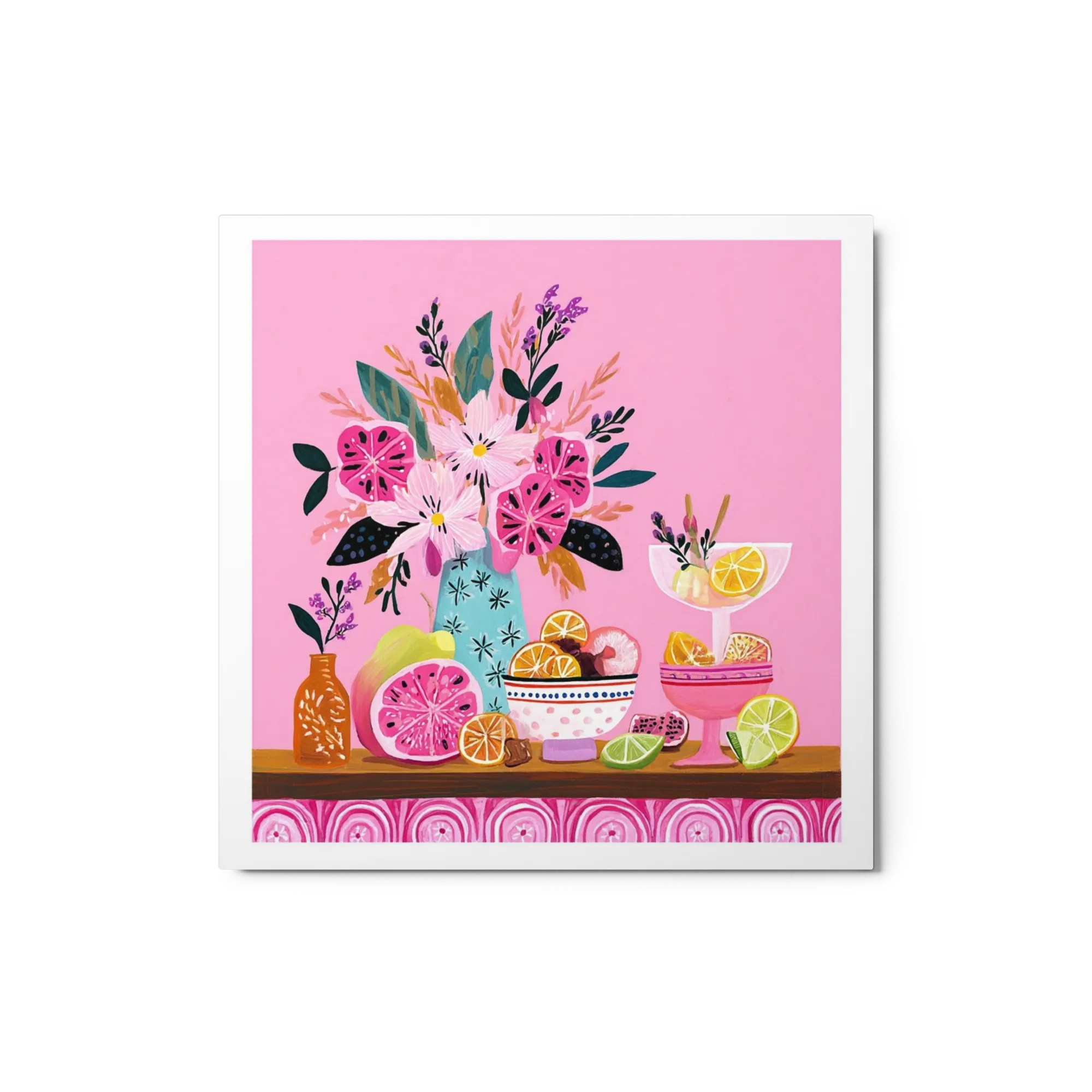 Citrus and Pink Floral Still Life