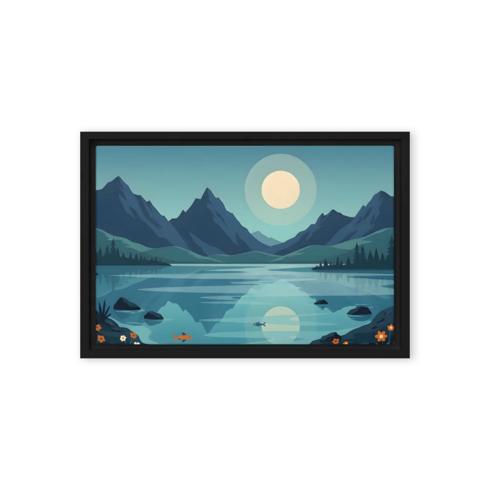 Tranquil Mountain Lake 
 Canvas with White Frame