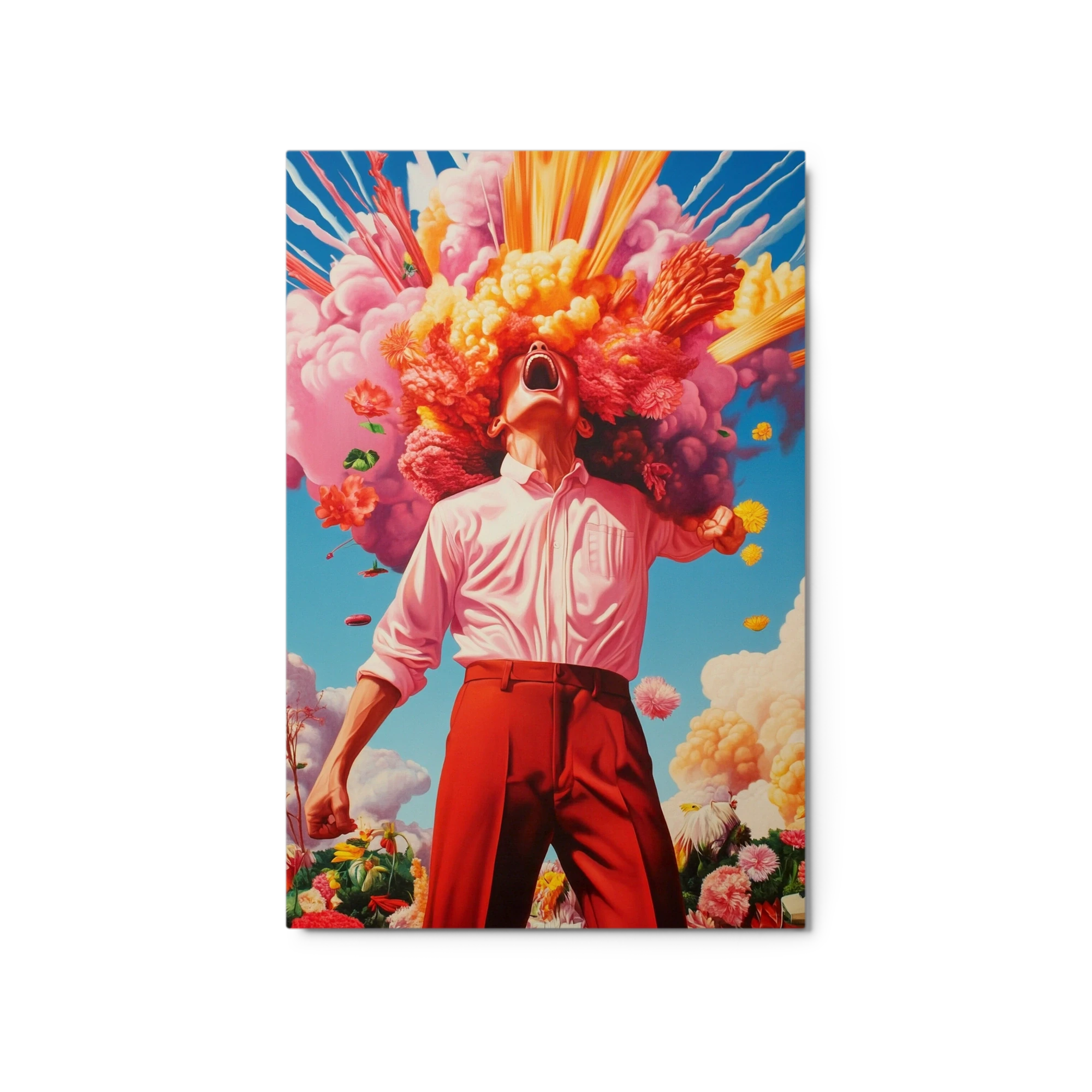 Surreal Man with Exploding Flower Head