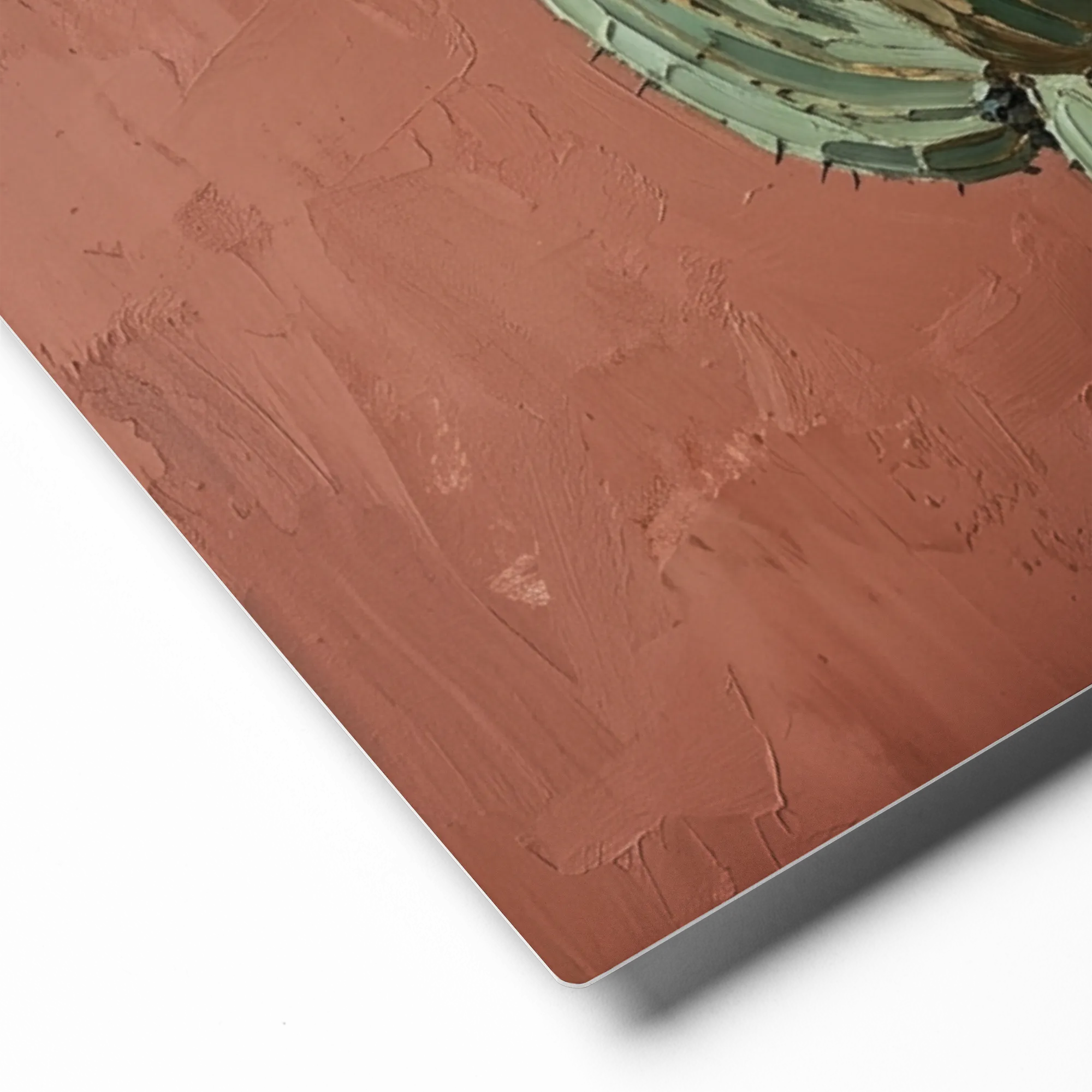 Terracotta Cactus Impasto 
 Canvas with Black Frame