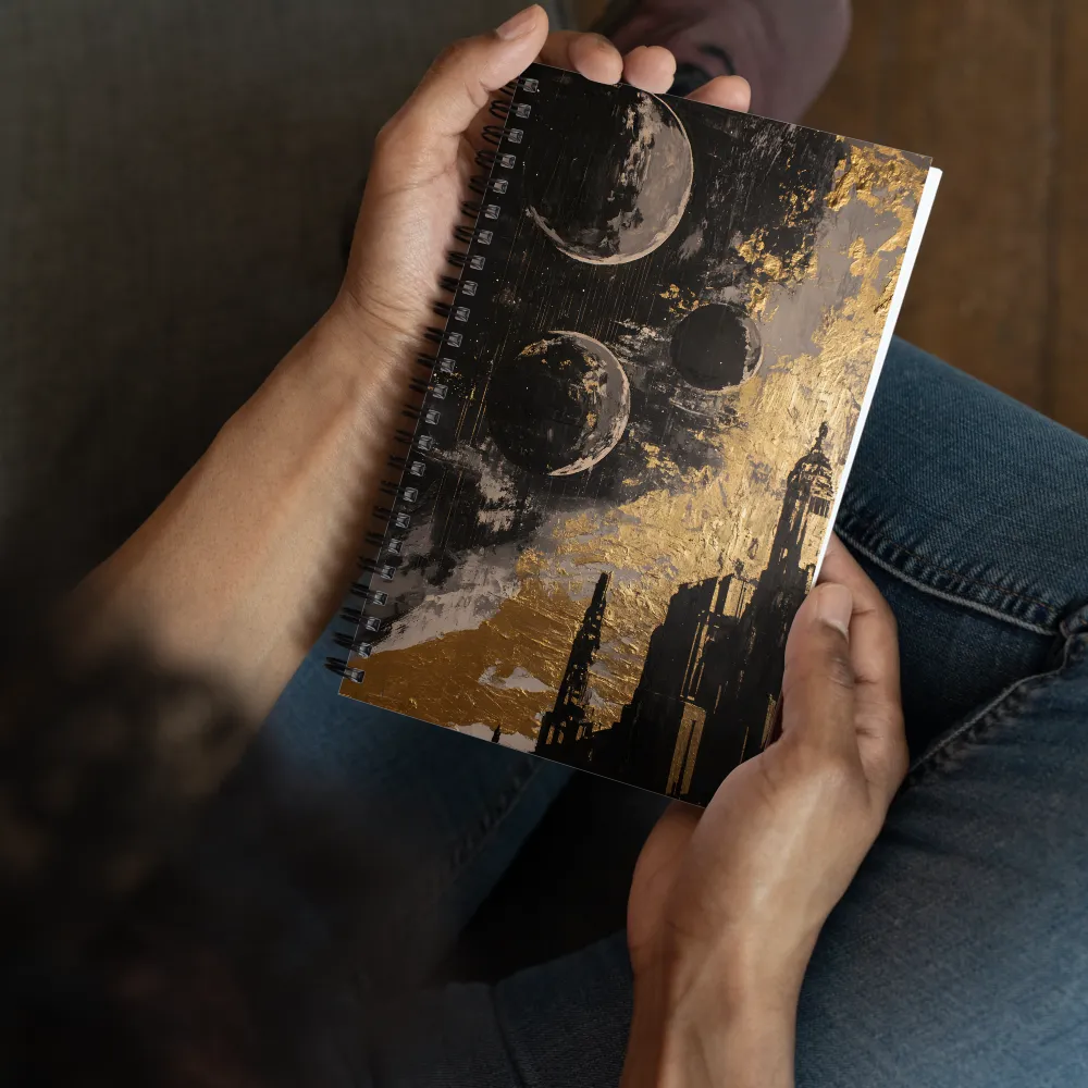 Cosmic Metropolis Gold 
 Spiral Notebook | 140 pages