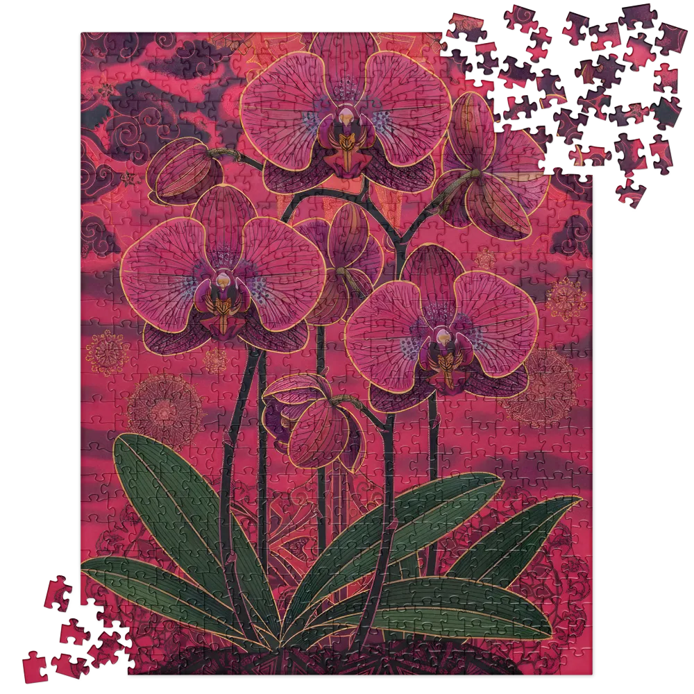 Gilded Orchid Tapestry 
 Jigsaw Puzzle in Tin Box