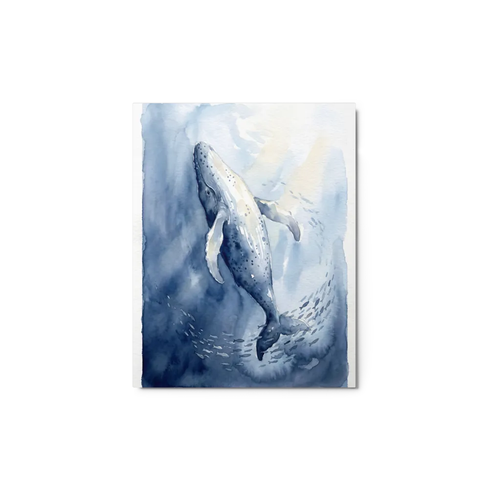 Ocean Whale Serenity 
 Canvas with Brown Frame