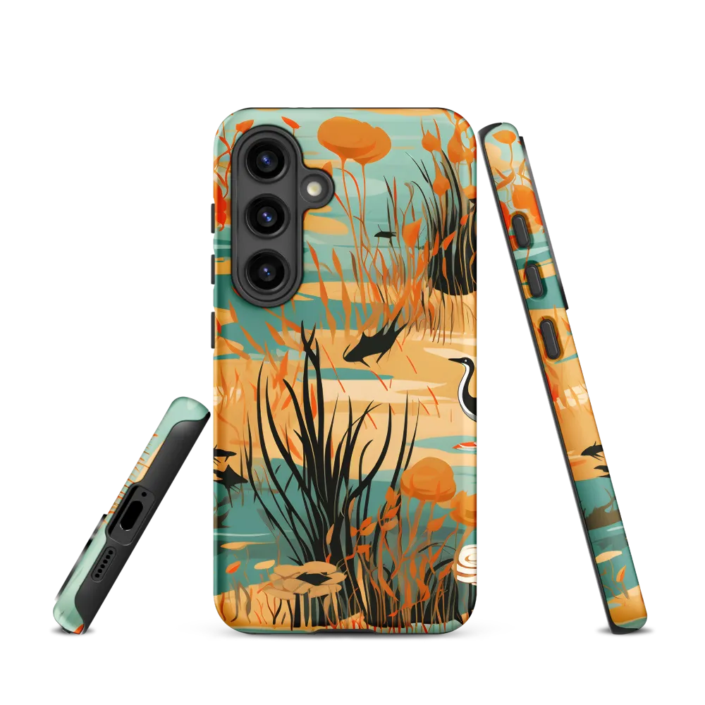 Illustrated Landscape with Birds and Plants | Phone Case