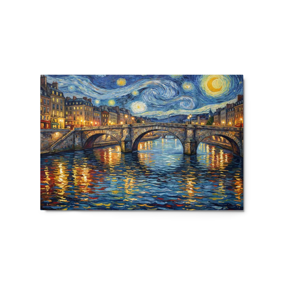 A Starry Night Over the City 
 Canvas with Brown Frame