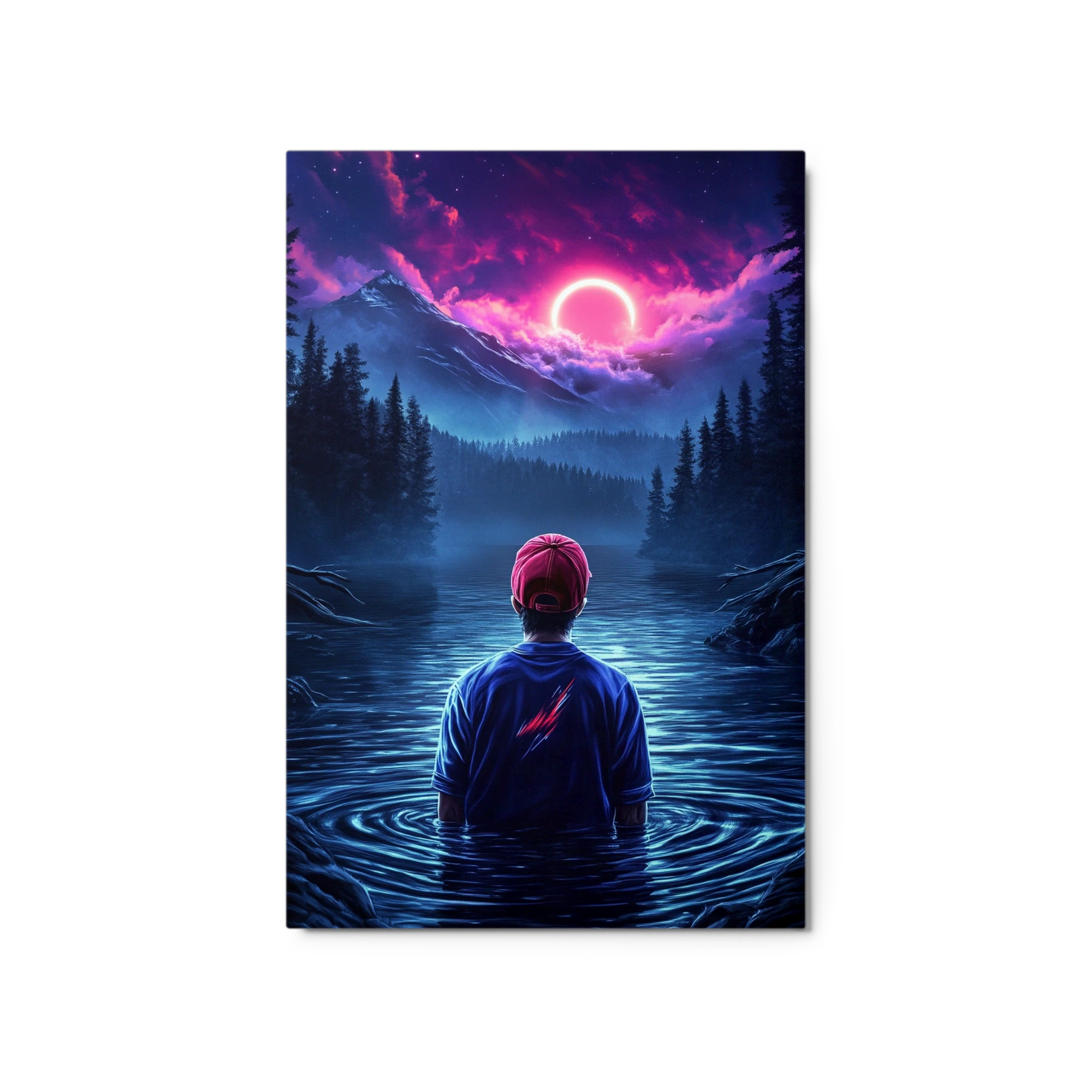Surreal Landscape with Person in Water