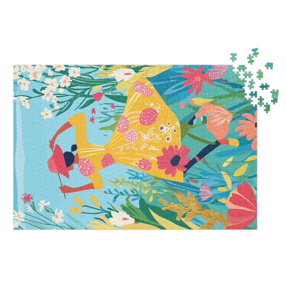 Woman in Yellow Dress Among Flowers