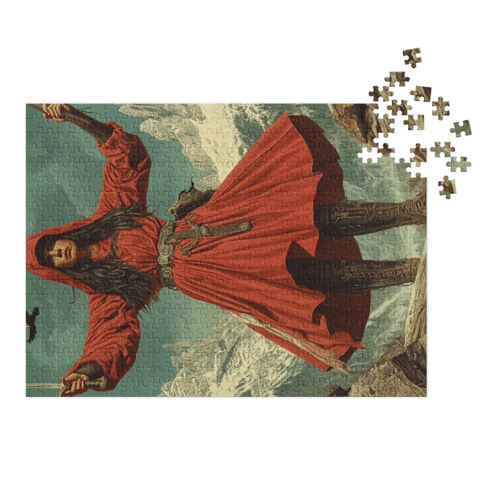 Female Warrior in Red Dress