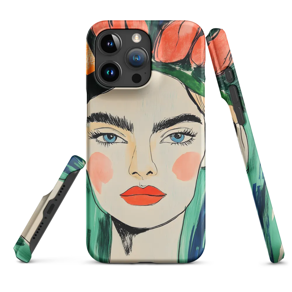 Illustrative Woman Portrait with Flower Crown | Phone Case