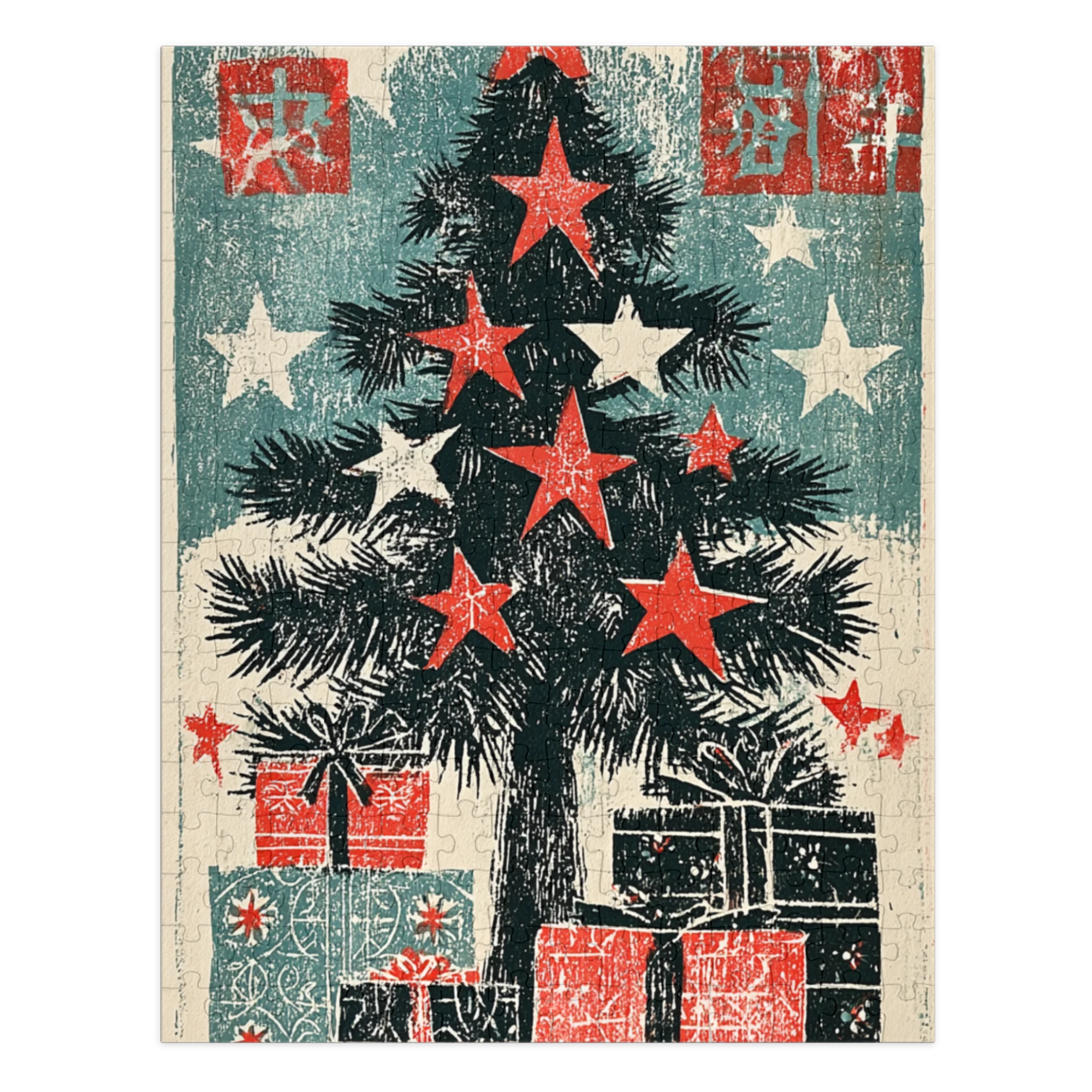 Linocut Christmas Tree | Jigsaw Puzzles