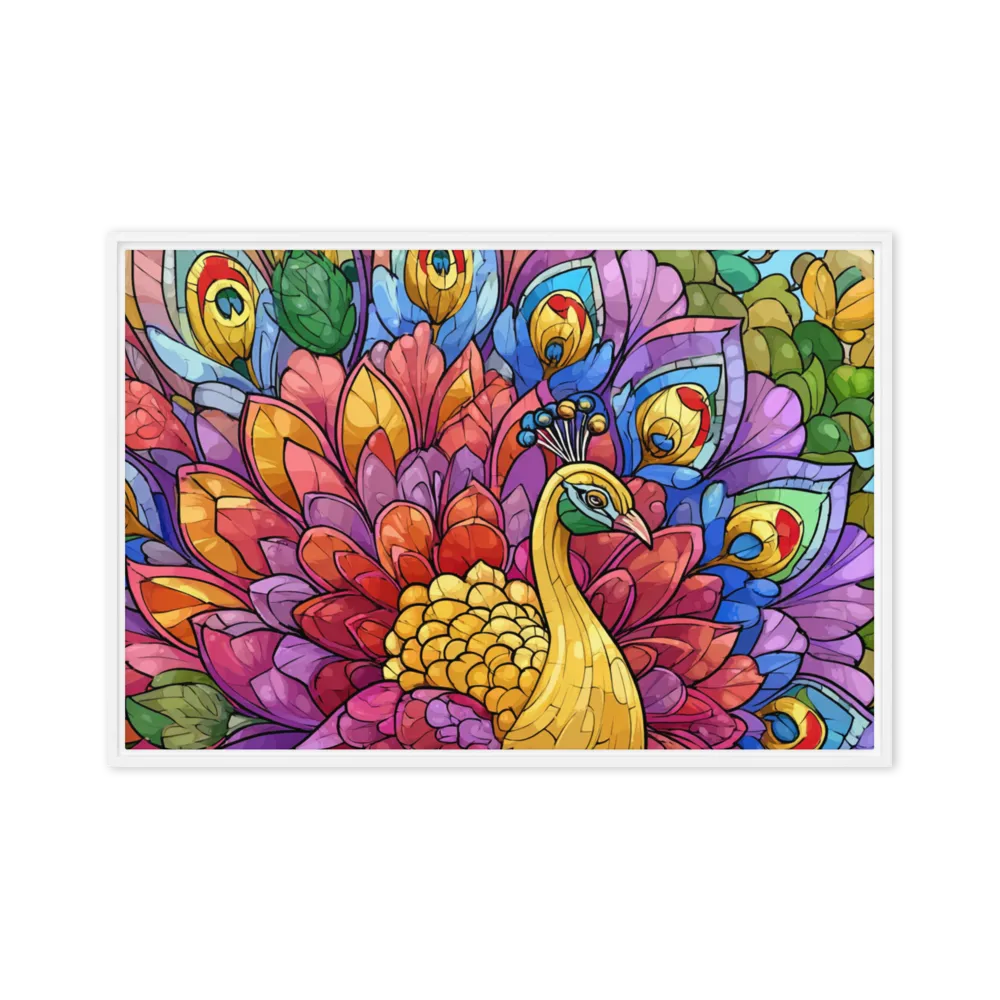 Prismatic Peacock 
 Poster with White Frame | 12″x 16″