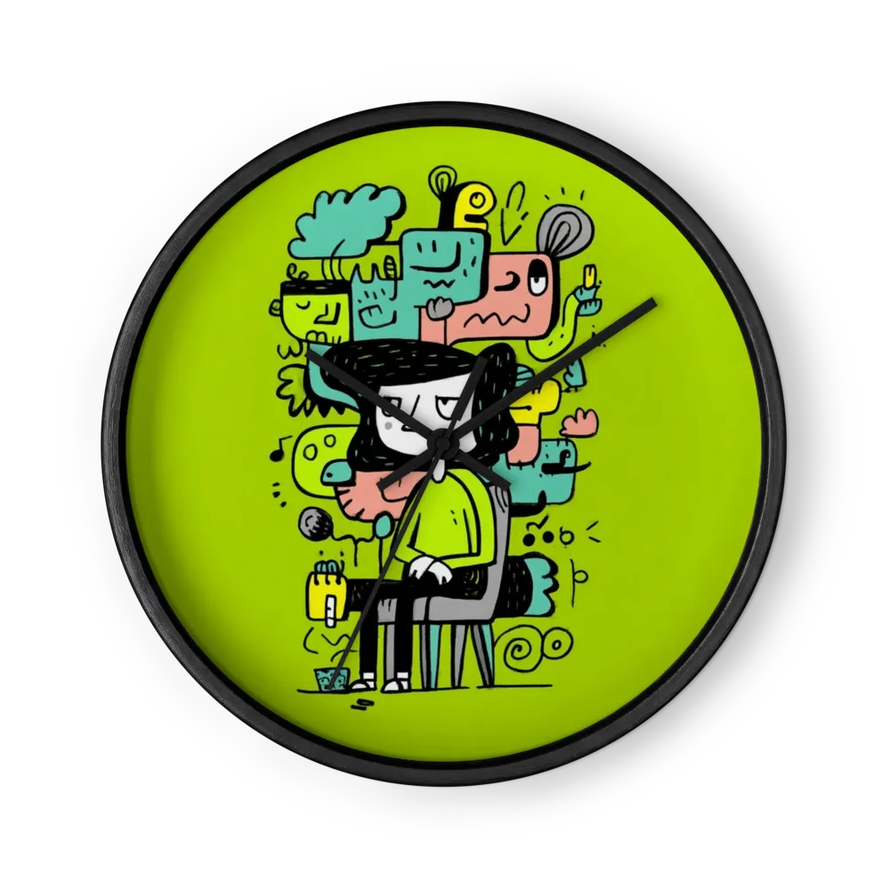 Green Mind Doodles | Wall Clock
