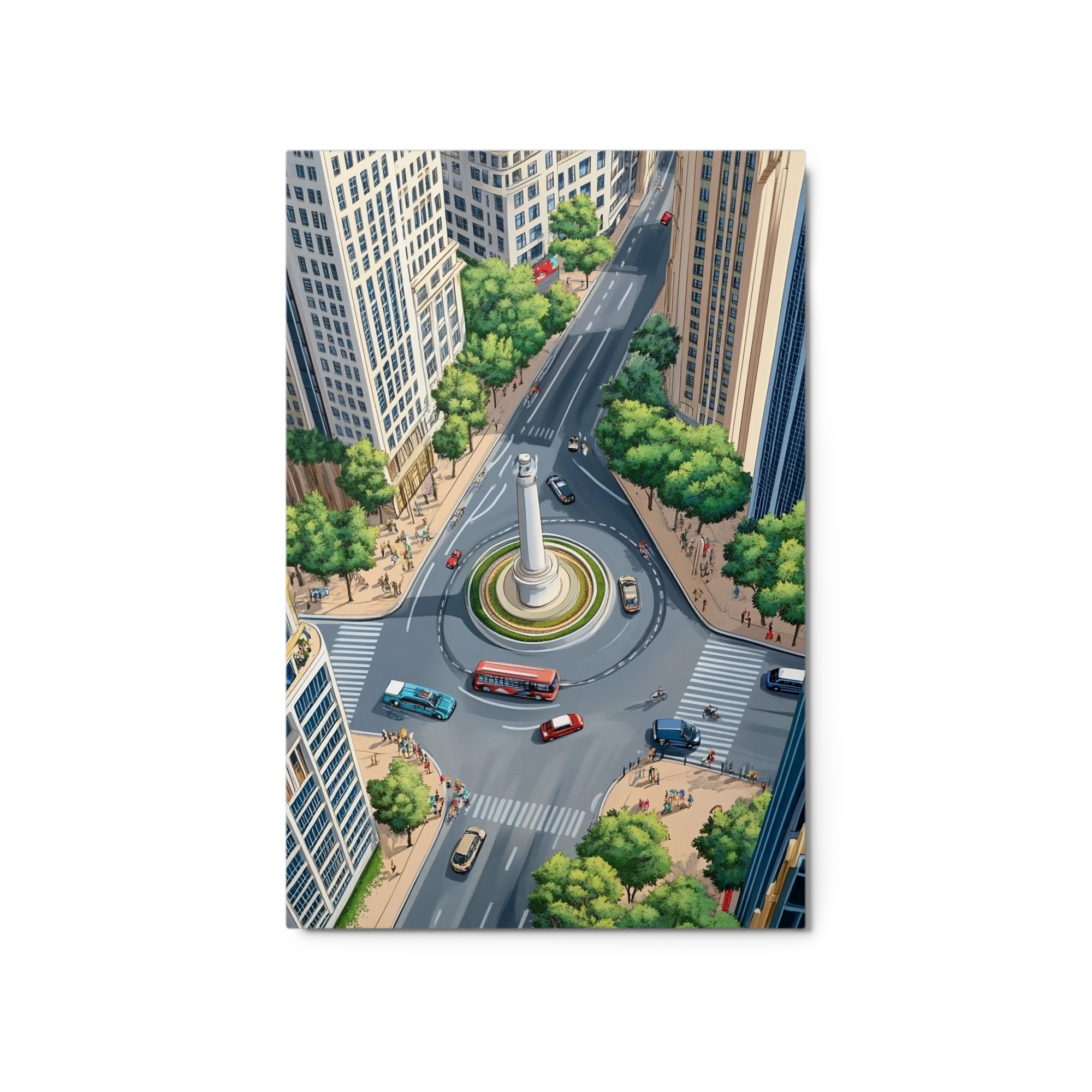 Urban Cityscape with Roundabout