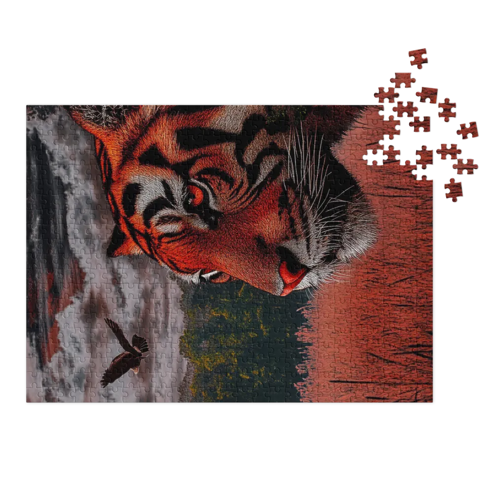 Tiger Portrait Against Dramatic Landscape