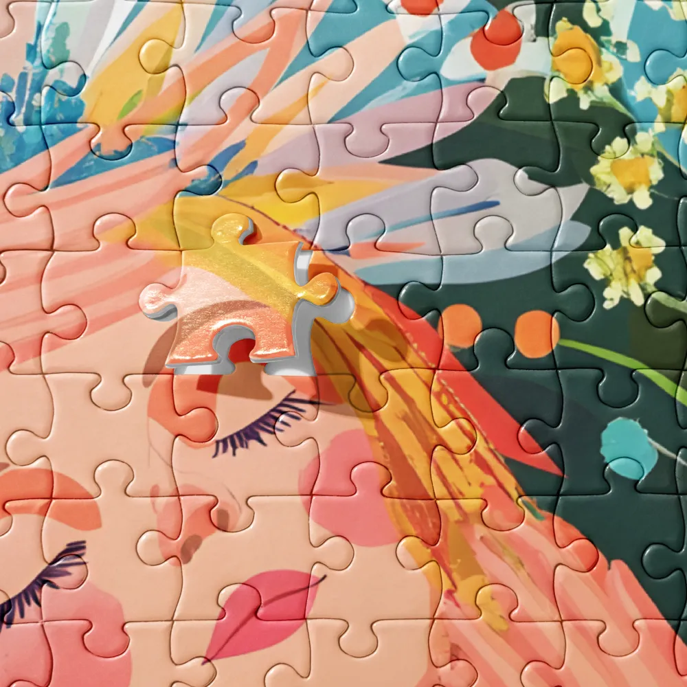 Floral Dreamscape Woman 
 Jigsaw Puzzle in Tin Box