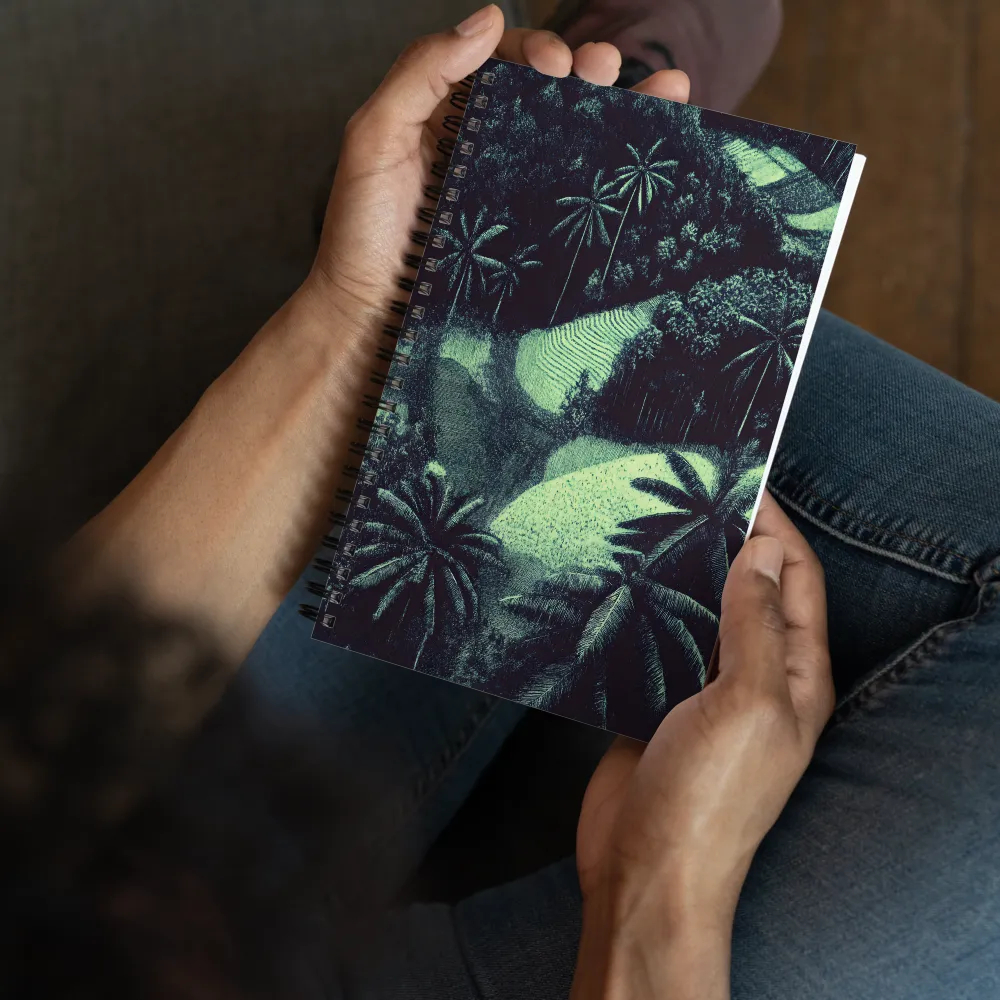 Engraved Tropical Landscape 
 Spiral Notebook | 140 pages