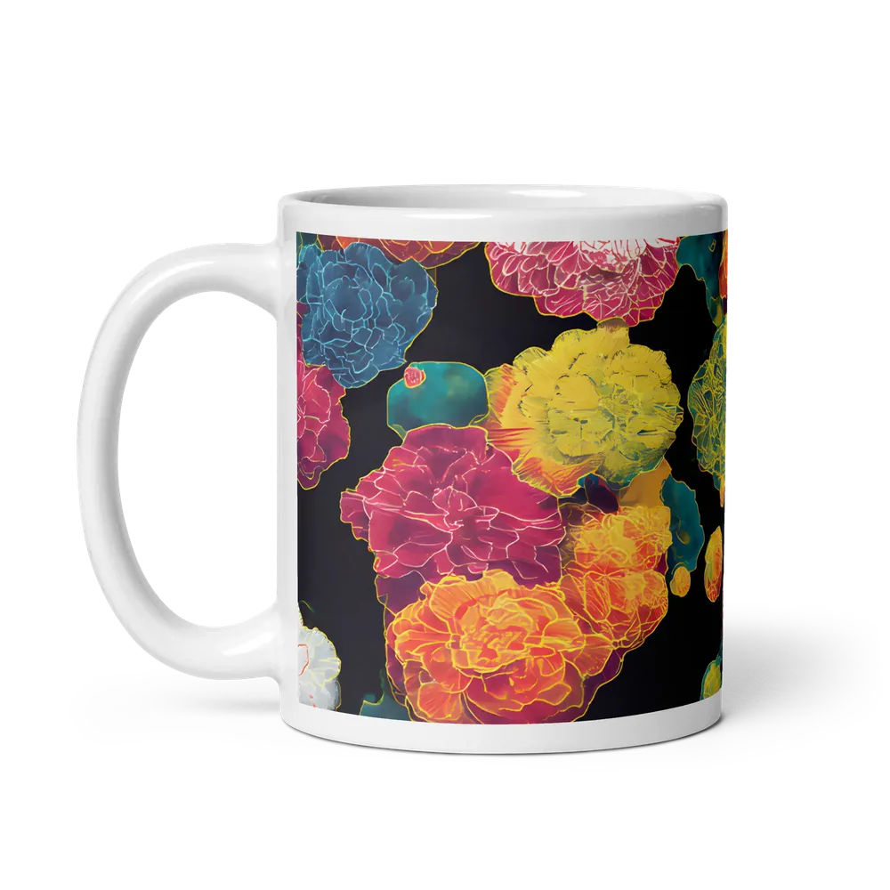 Neon Peony Tapestry | Mug with Black inside | 11 oz