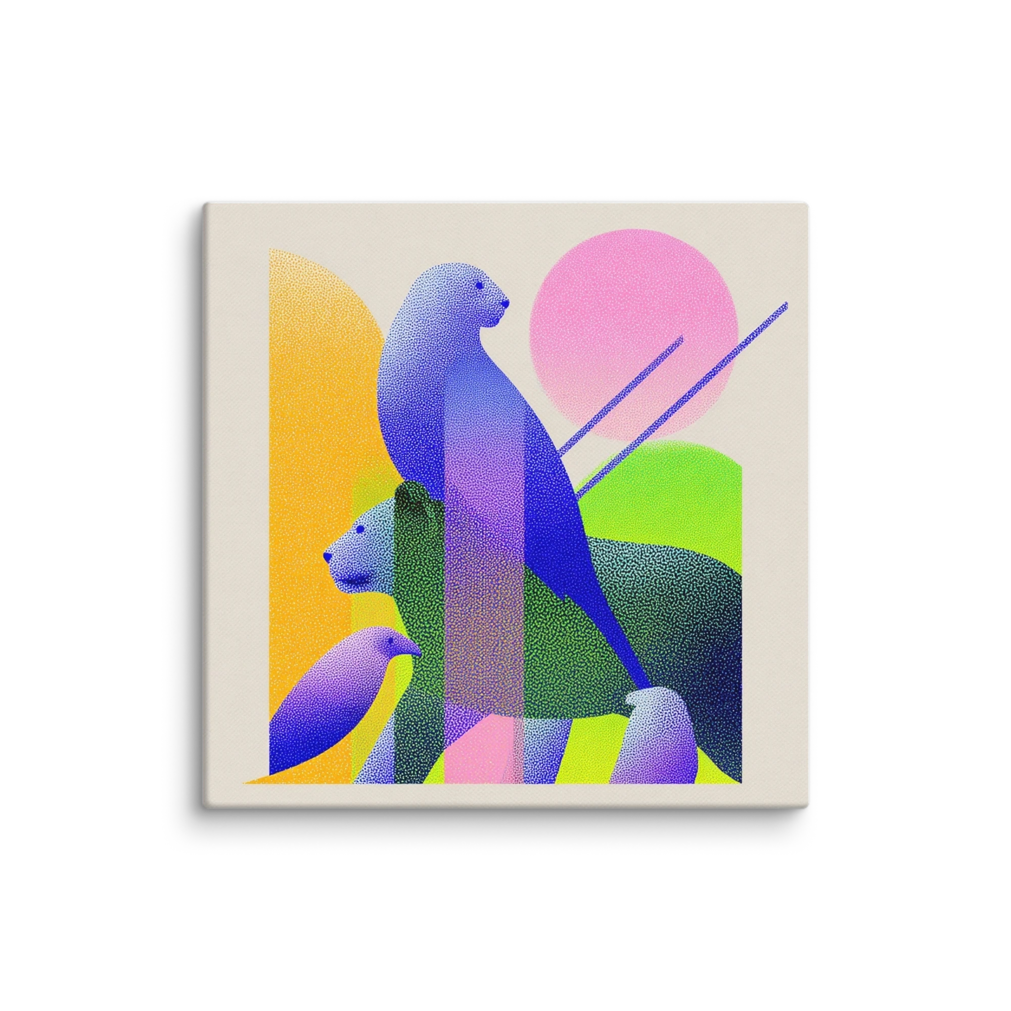 Stippled Gradient Modernism Wall Art — Ultramarine, Lime, Lilac