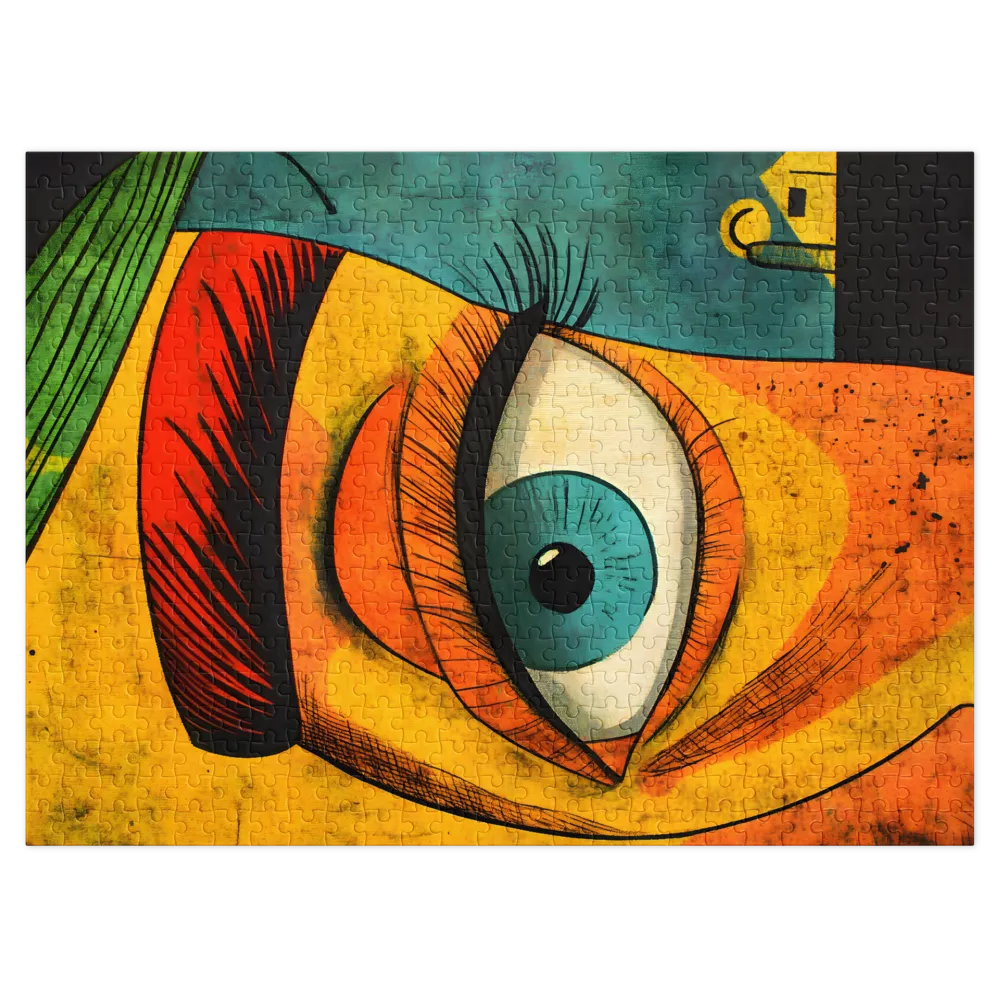 Olho Vibrante Pop Art 
 Puzzle em caixa de metal