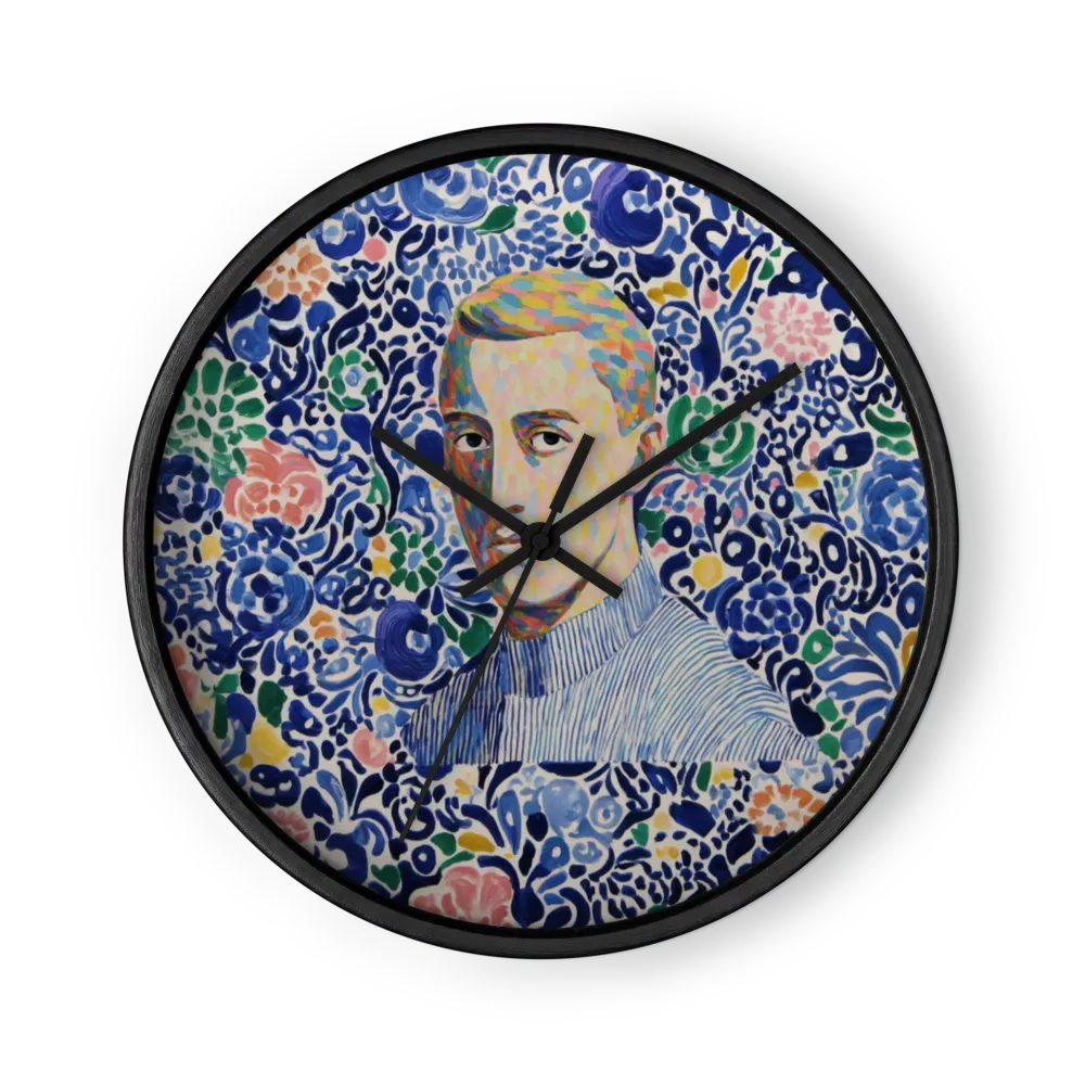 Portrait in Blue Pattern | Wall Clock