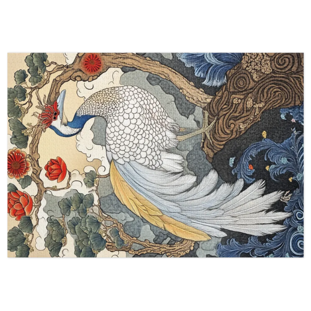 Majestic Peacock with Flowers | Jigsaw Puzzle (252/520 pieces)