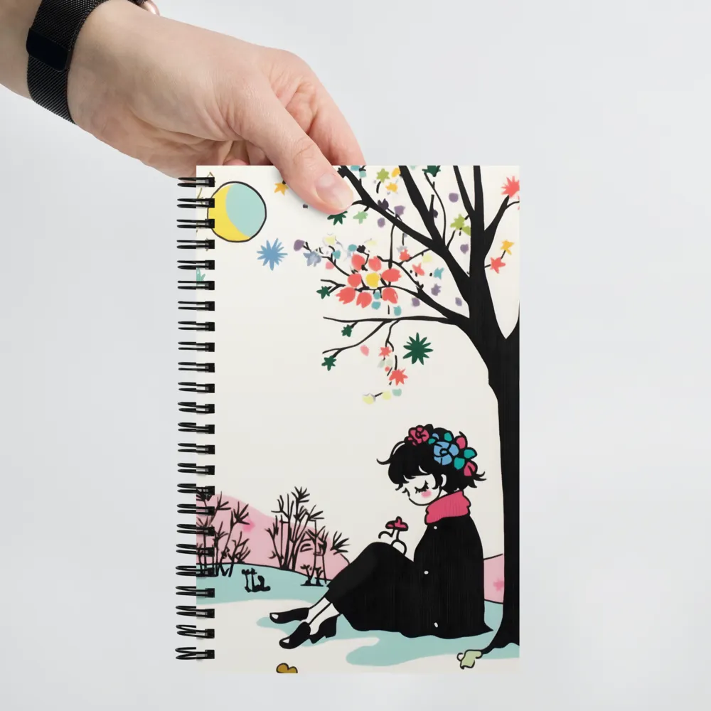 Whimsical Solitude Under the Blossom Tree 
 Spiral Notebook | 140 pages