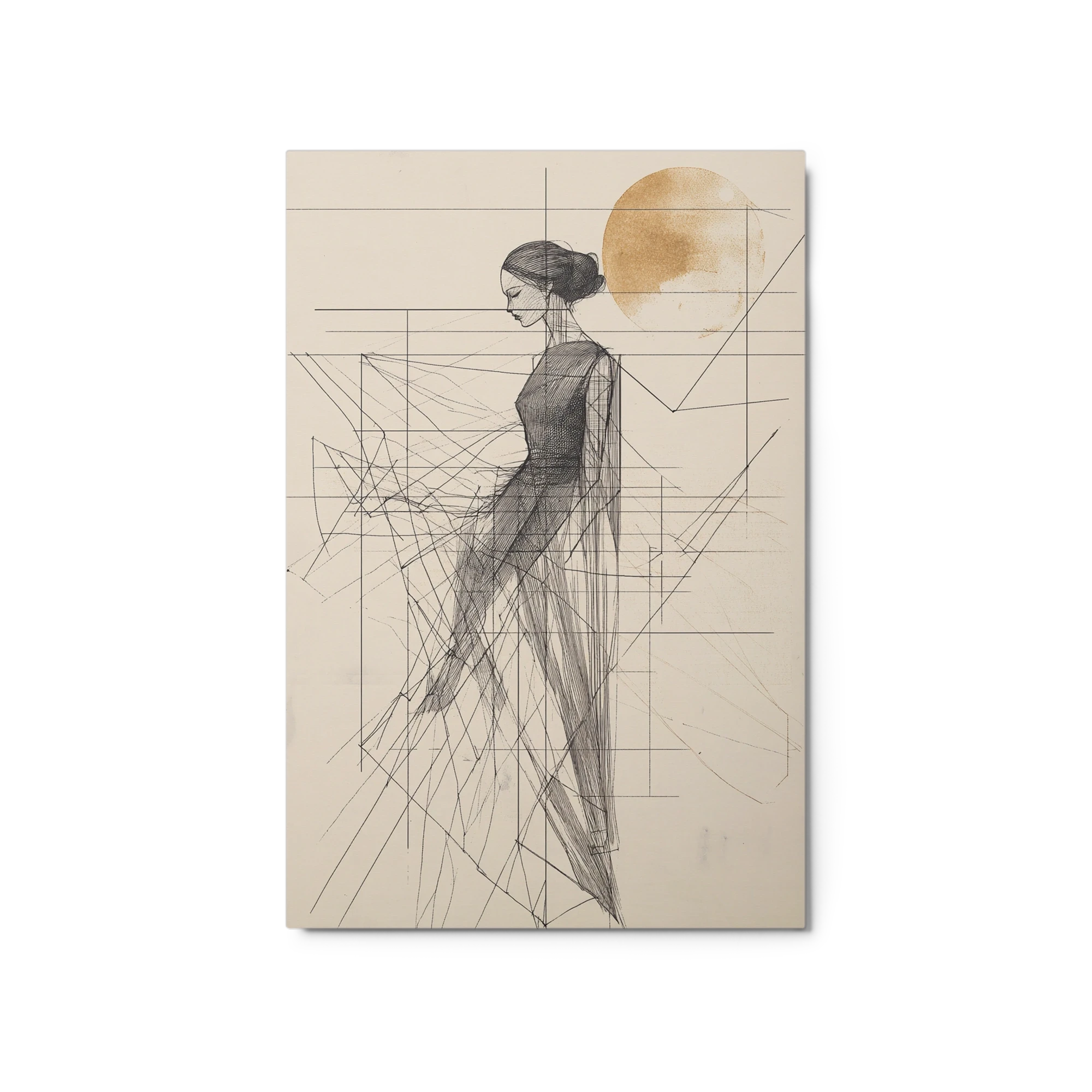 Minimalist Line Art of Woman with Sun