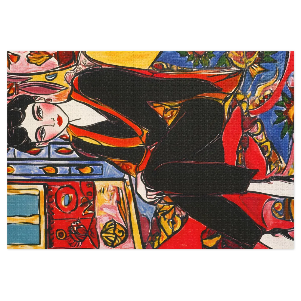 Expressionist Woman in Vibrant Interior | Jigsaw Puzzle (252/520 pieces)