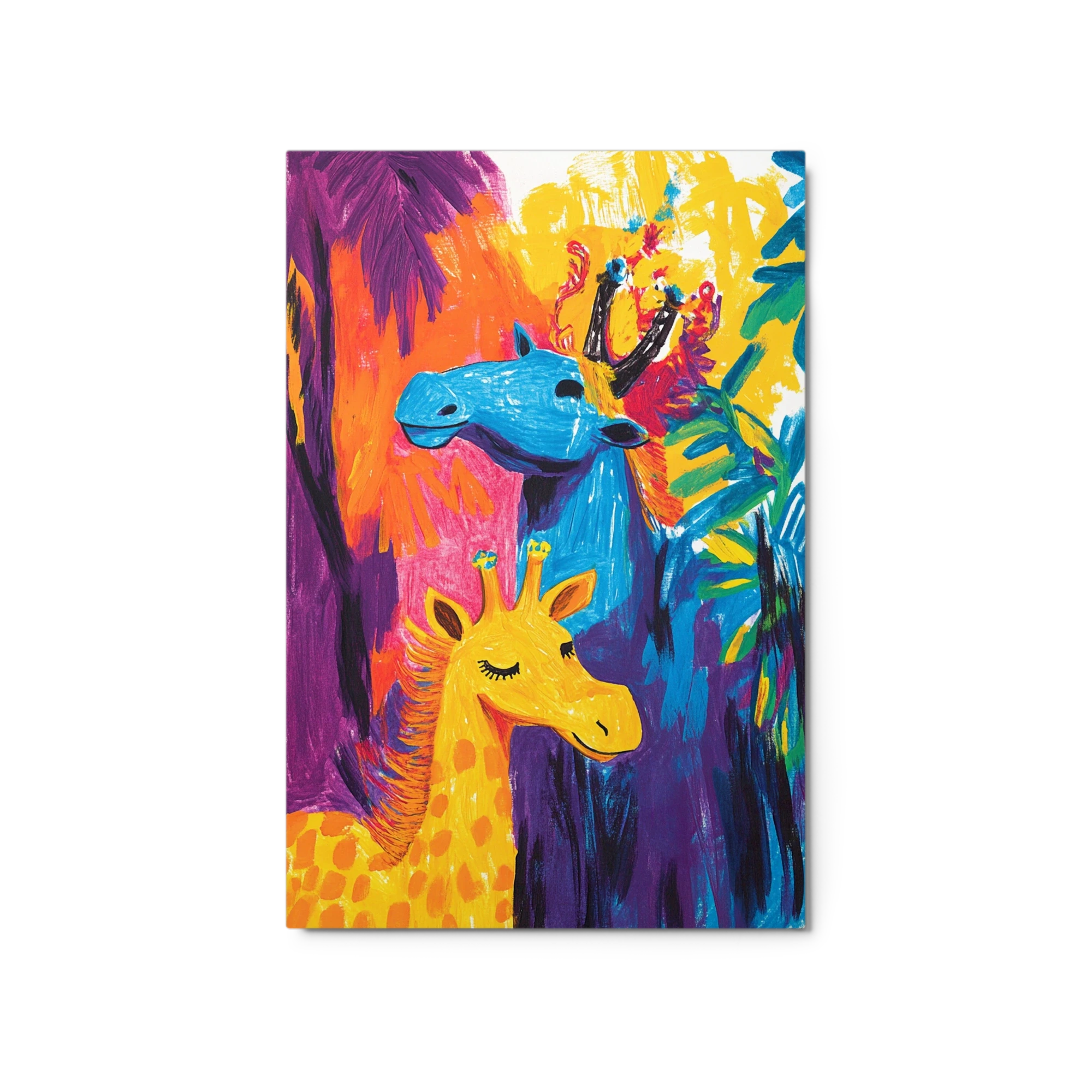 Expressionist Giraffes in Tropical Foliage