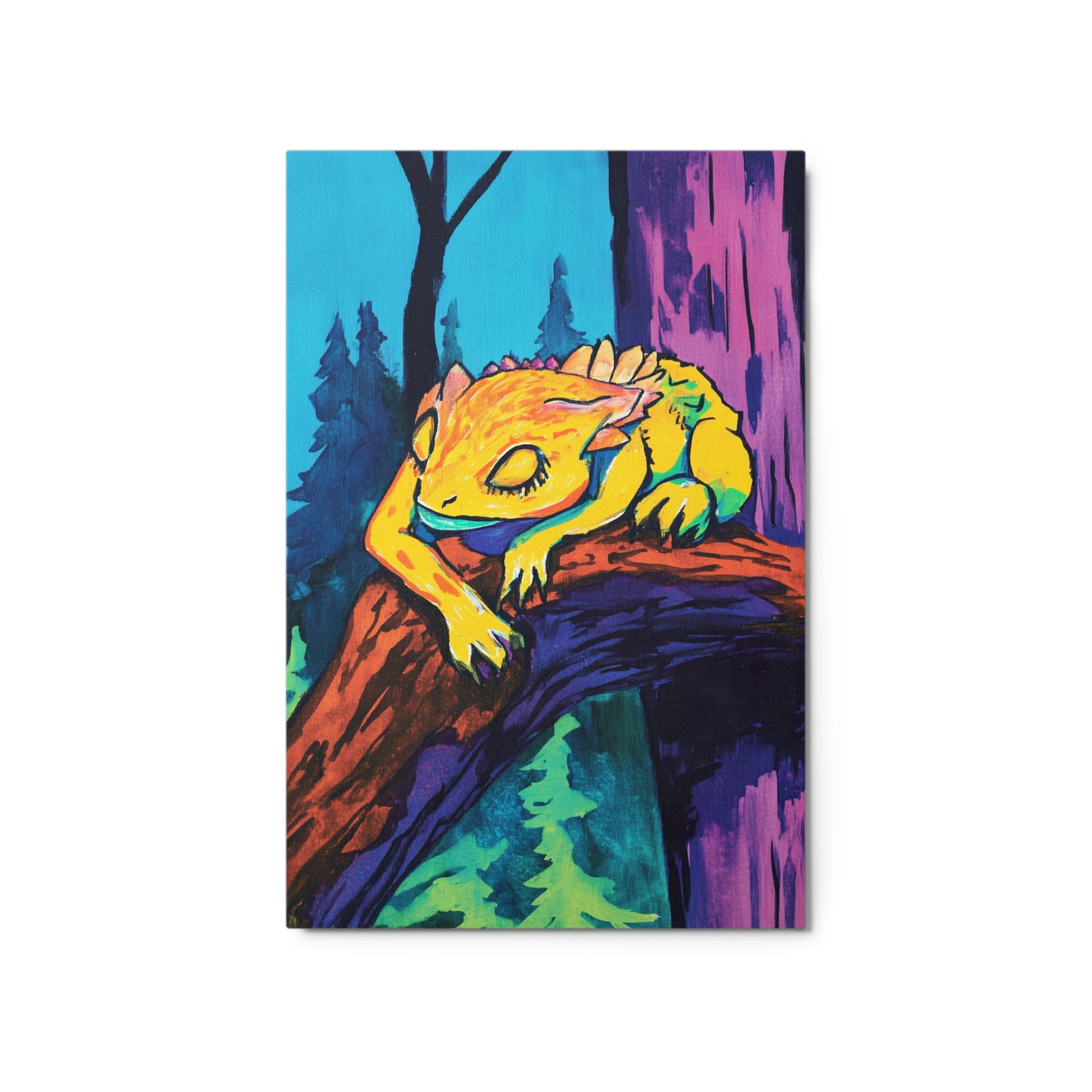 Surreal Yellow Lizard on Tree