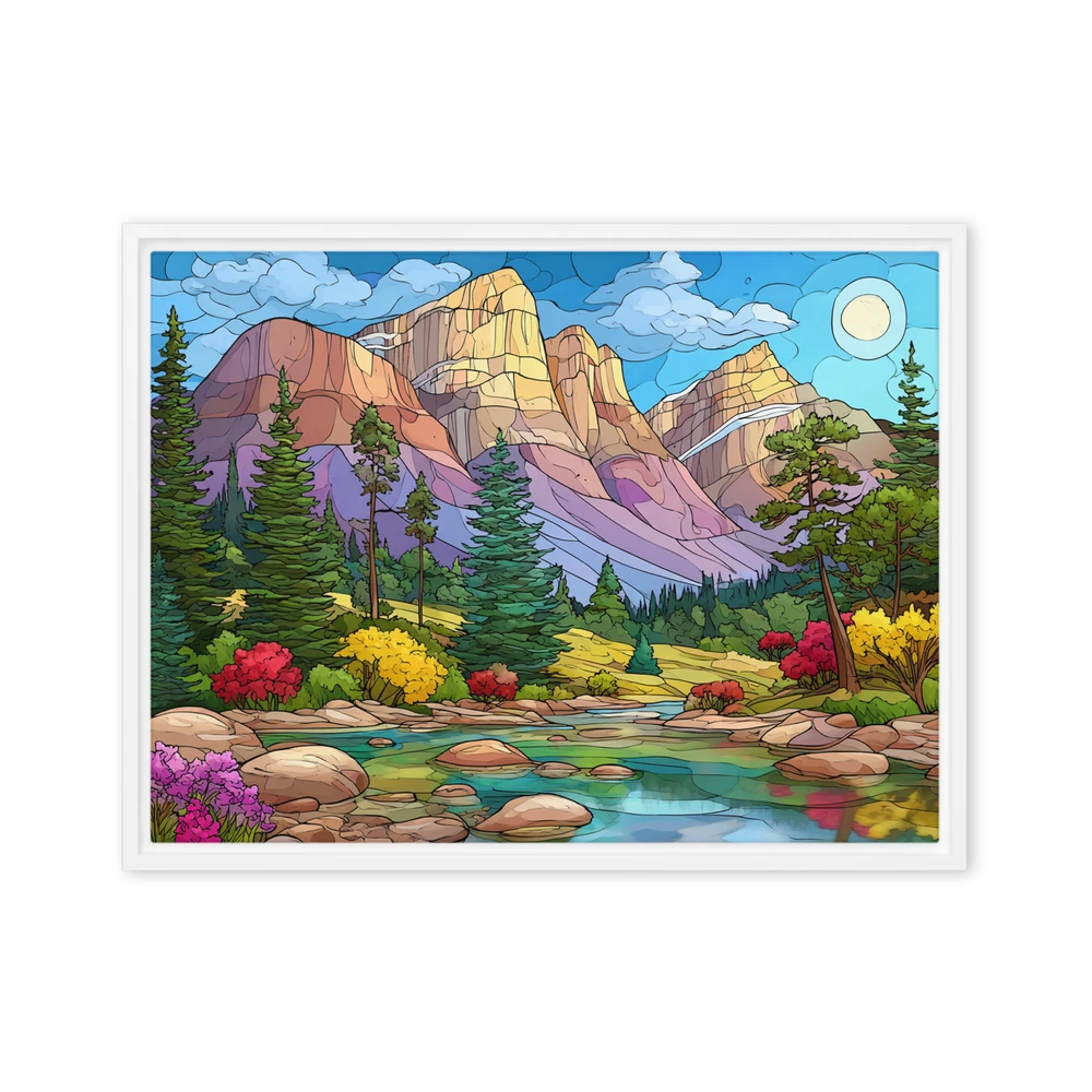 Stained Glass Mountain Valley | Art Print