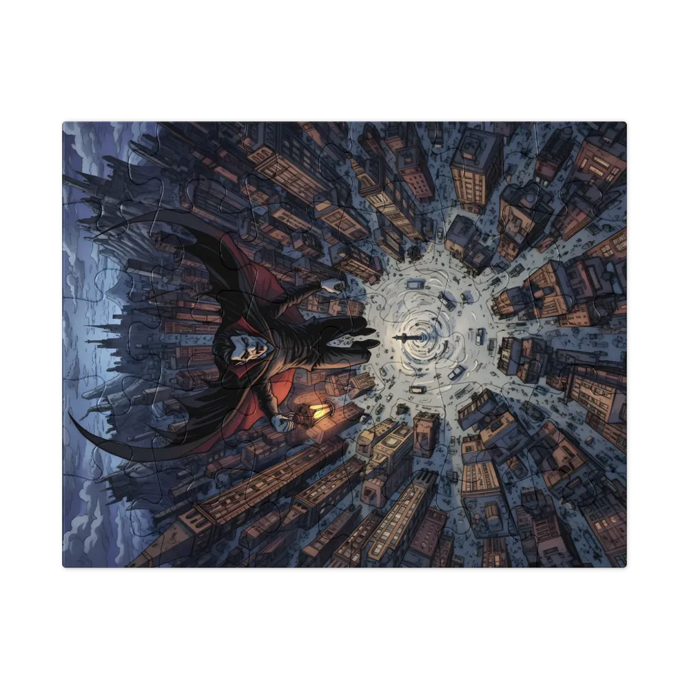 Vampire Over the City 
 Jigsaw Puzzle in Tin Box