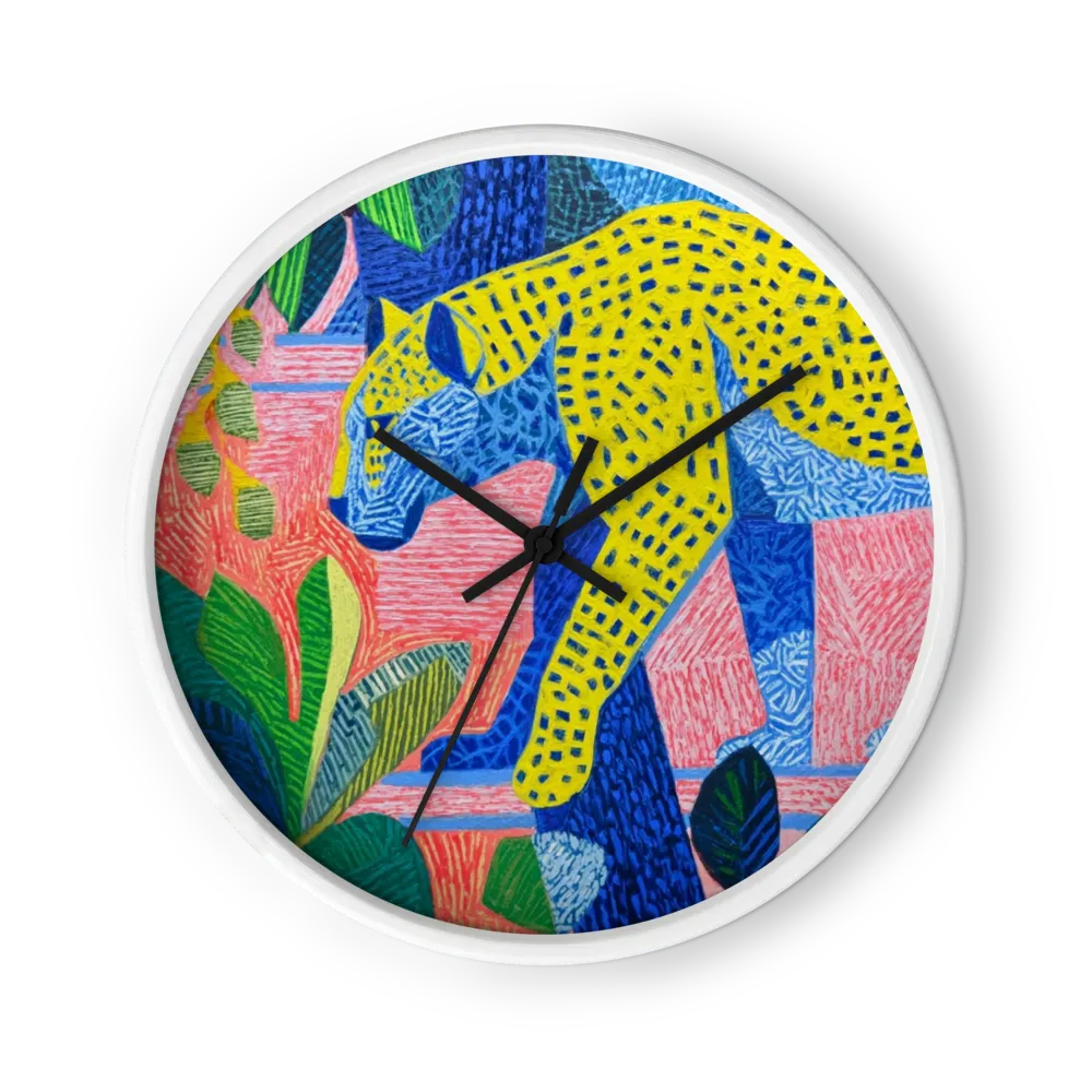 Leopard im Laub | Wanduhr