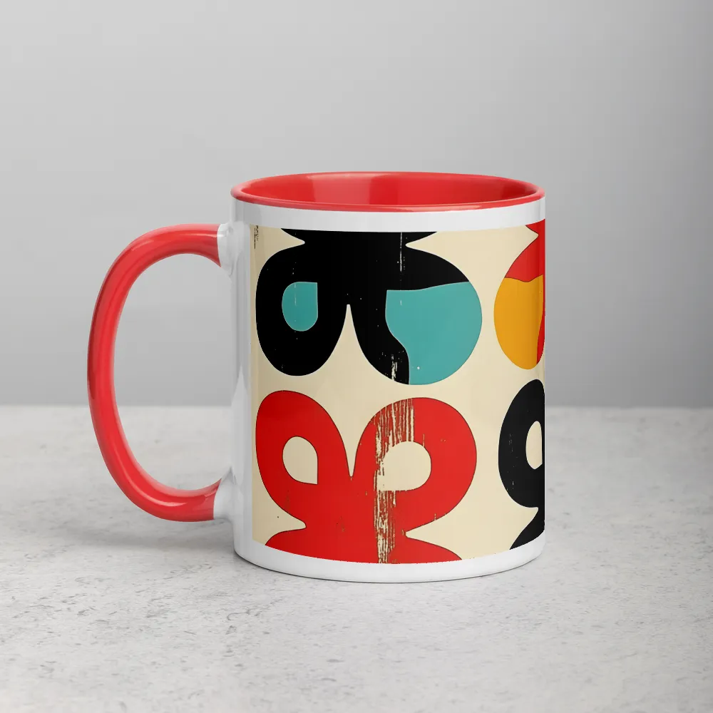 Abstract Clover Grid 
 Mug with Red inside
