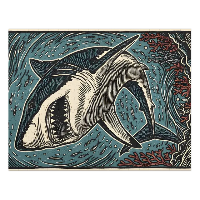 Great White Linocut | Jigsaw Puzzles
