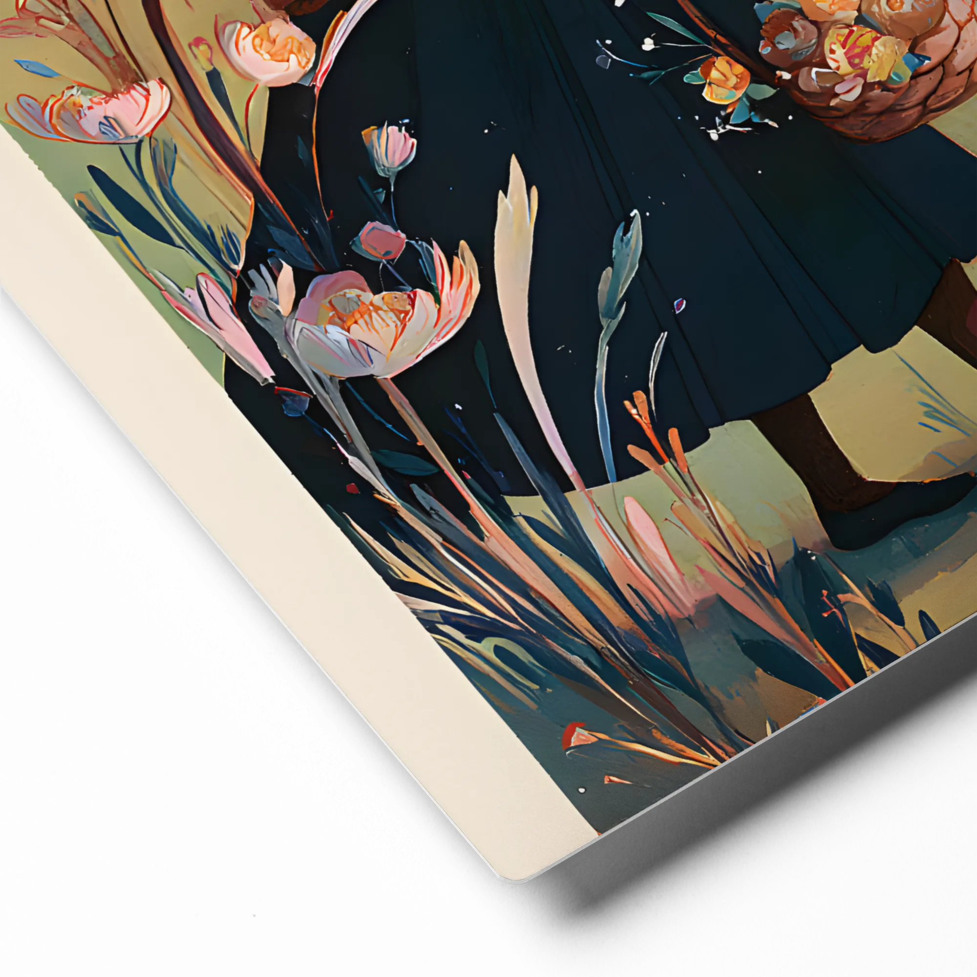 Whimsical Girl with Goldfish 
 Canvas with White Frame