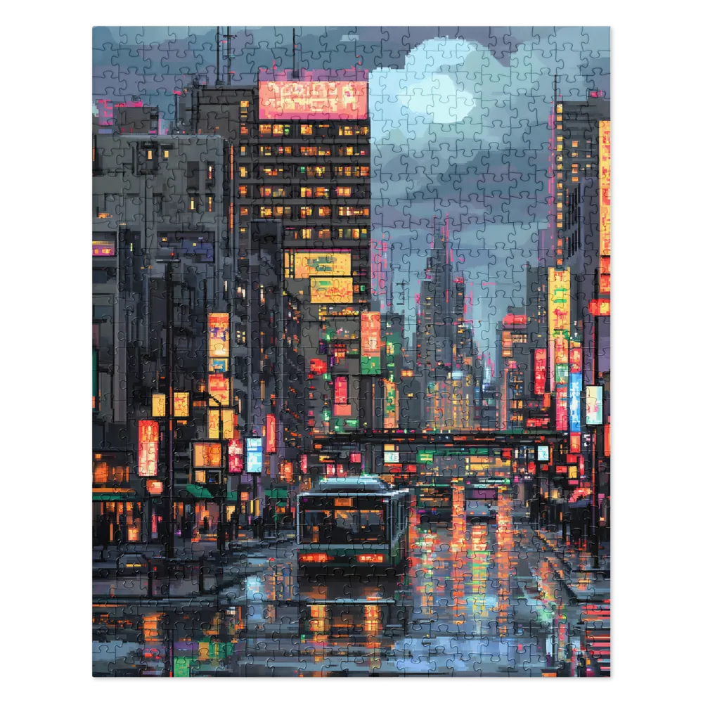 Cyberpunk City Rain 
 Jigsaw Puzzle