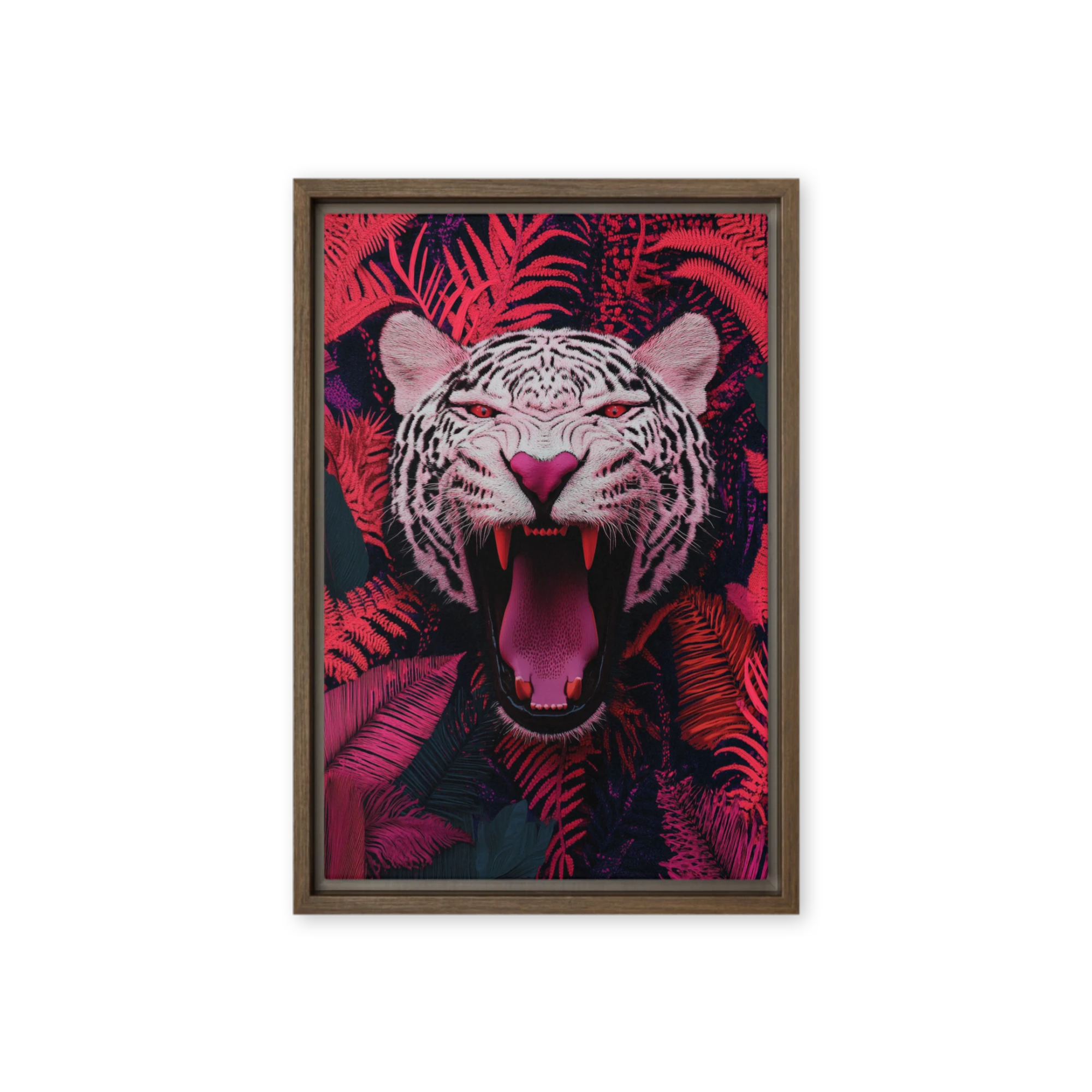 Roaring Tiger in Tropical Background