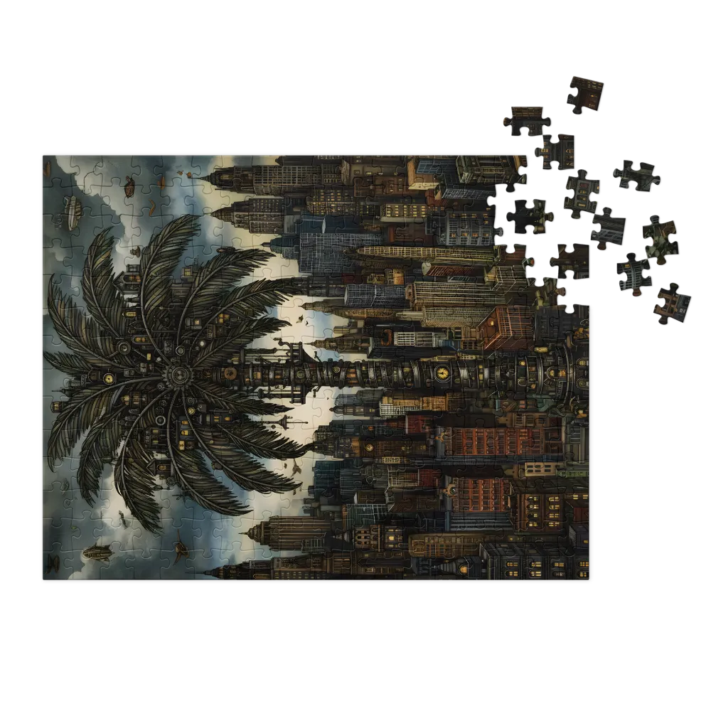Clockwork Palm Over Metropolis | Jigsaw Puzzles