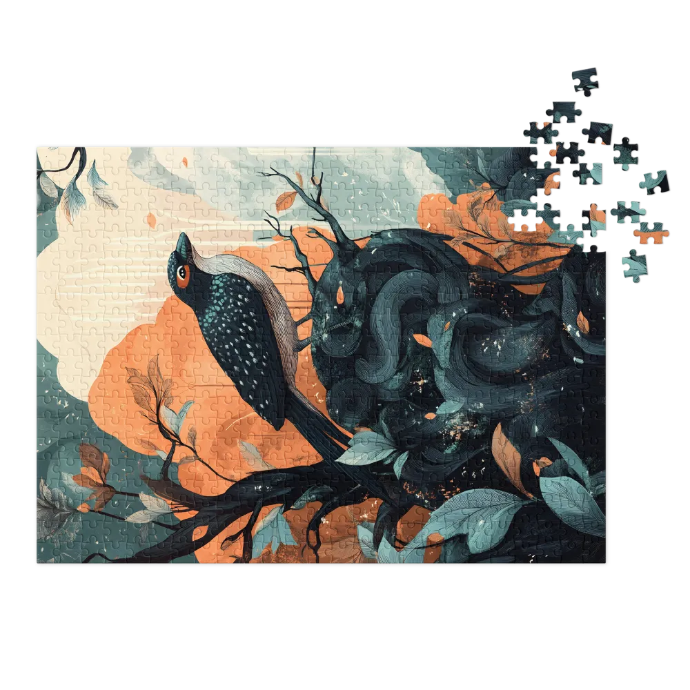 Bird on Twisted Branch | Jigsaw Puzzle (252/520 pieces)