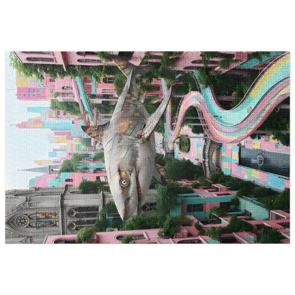 Floating Shark in Pastel City | Jigsaw Puzzles