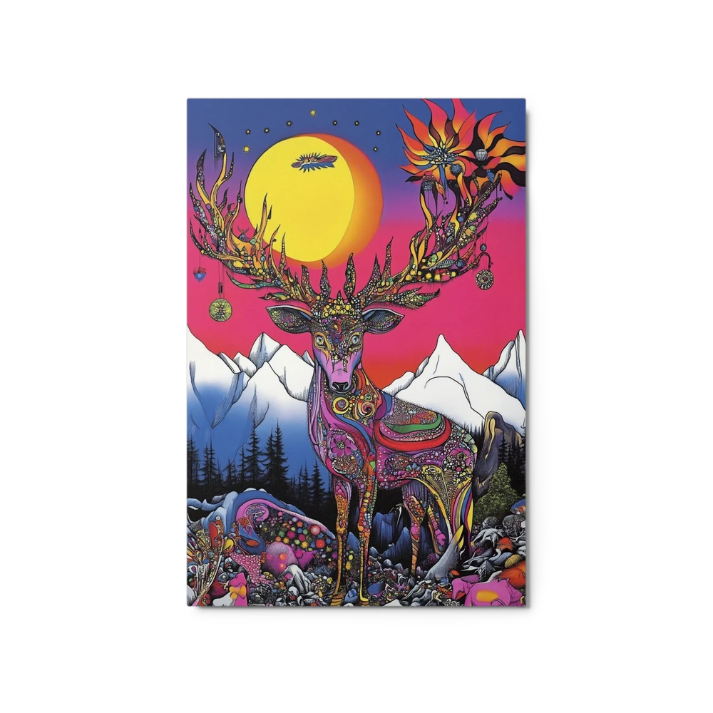 Fantastical Psychedelic Stag in Mountain Glow | Art Print
