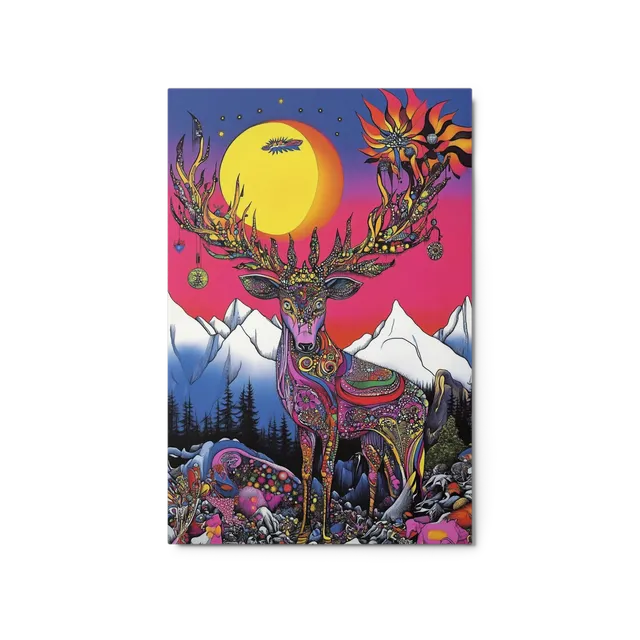 Fantastical Psychedelic Stag in Mountain Glow | Art Print