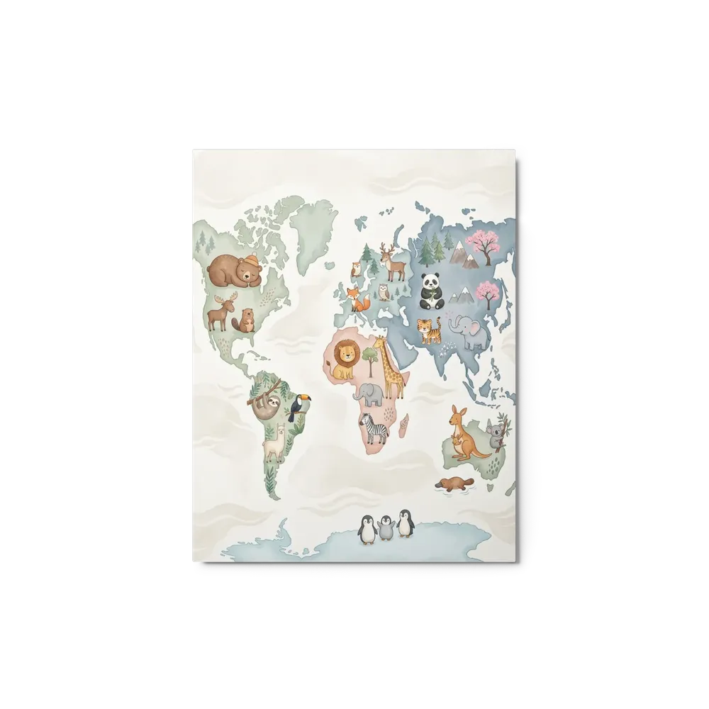 Illustrated World Map of Animals | Art Print